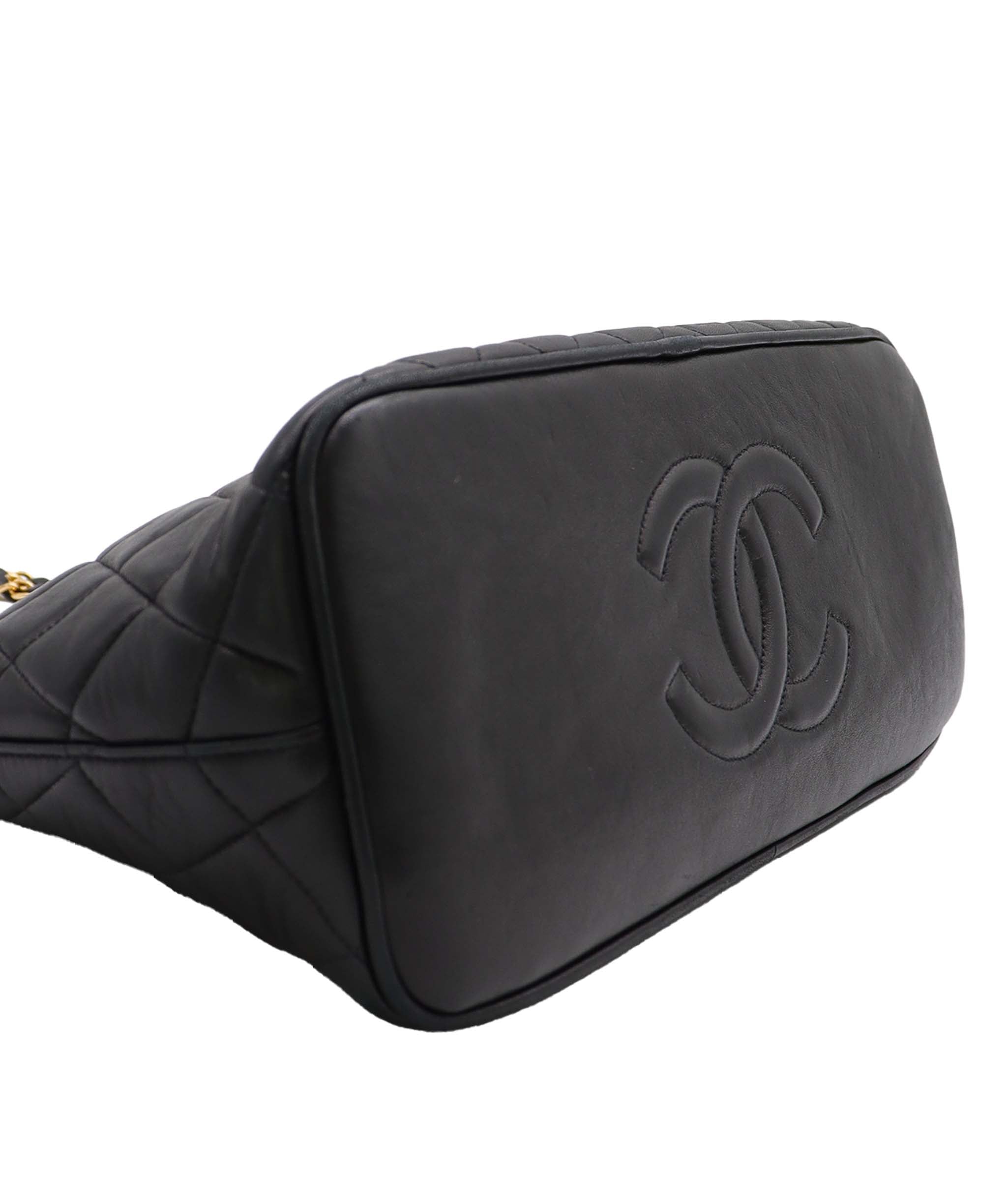 Chanel Vintage Alma Zip Tote Black Lambskin GHW #4 SKC1994