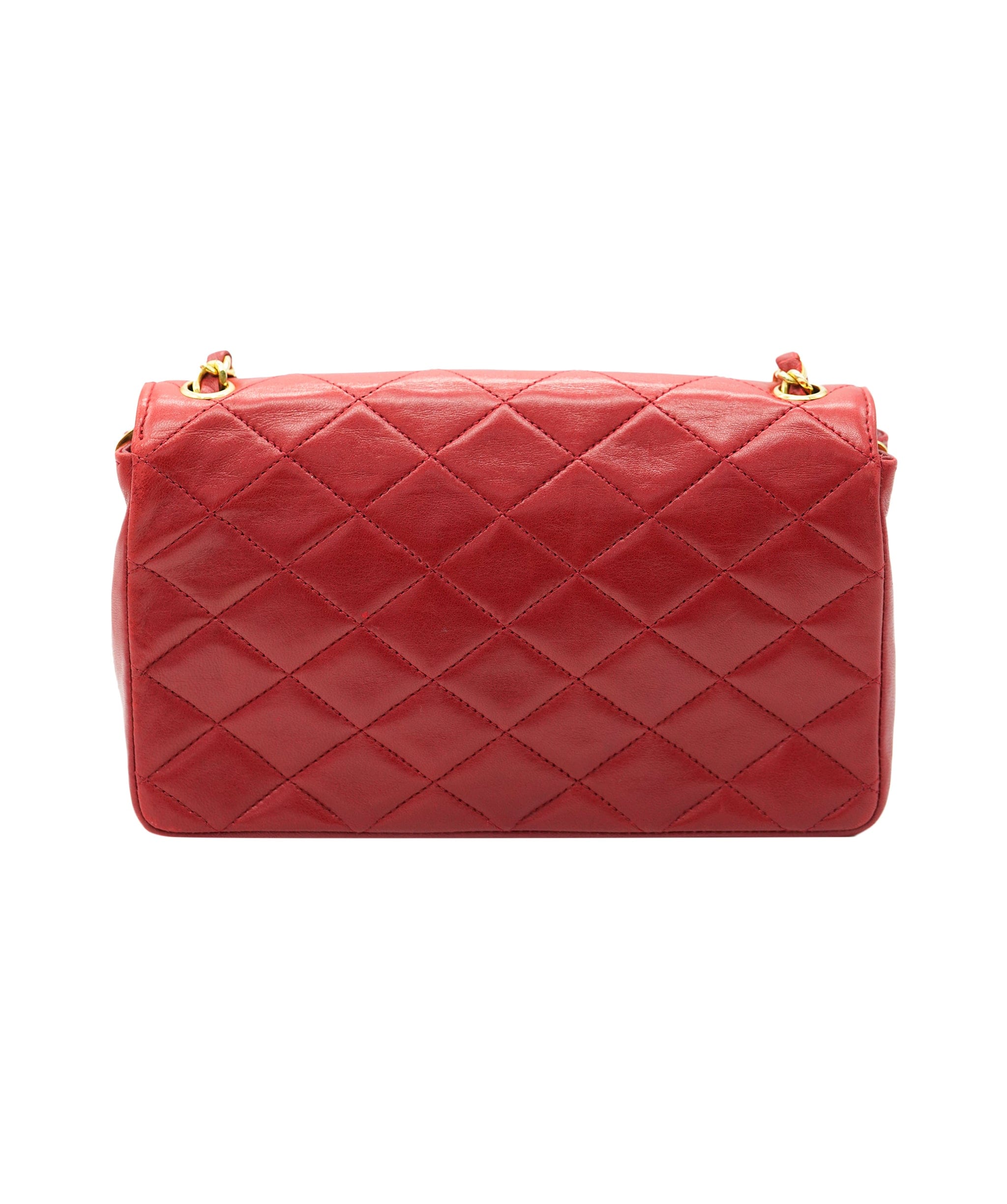 Chanel CHANEL VINTAGE BIG COCO PUSH LOCK CHAIN SHOULDER BAG RED LAMB SKIN DBXS0021