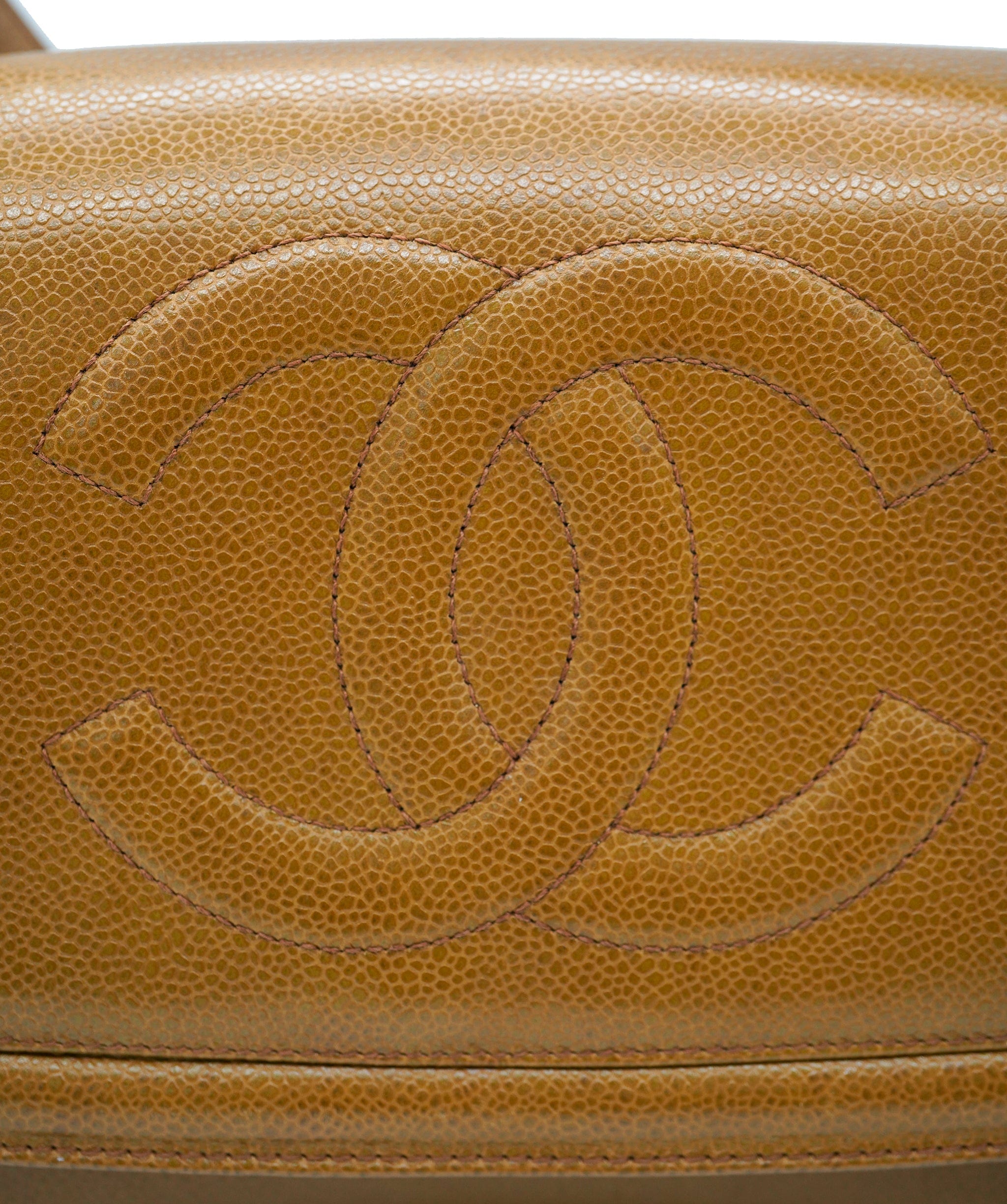 Chanel CHANEL VINTAGE BIG COCO SHOULDER BAG CAMEL CAVIAR SKIN 90234745 DBXS3590