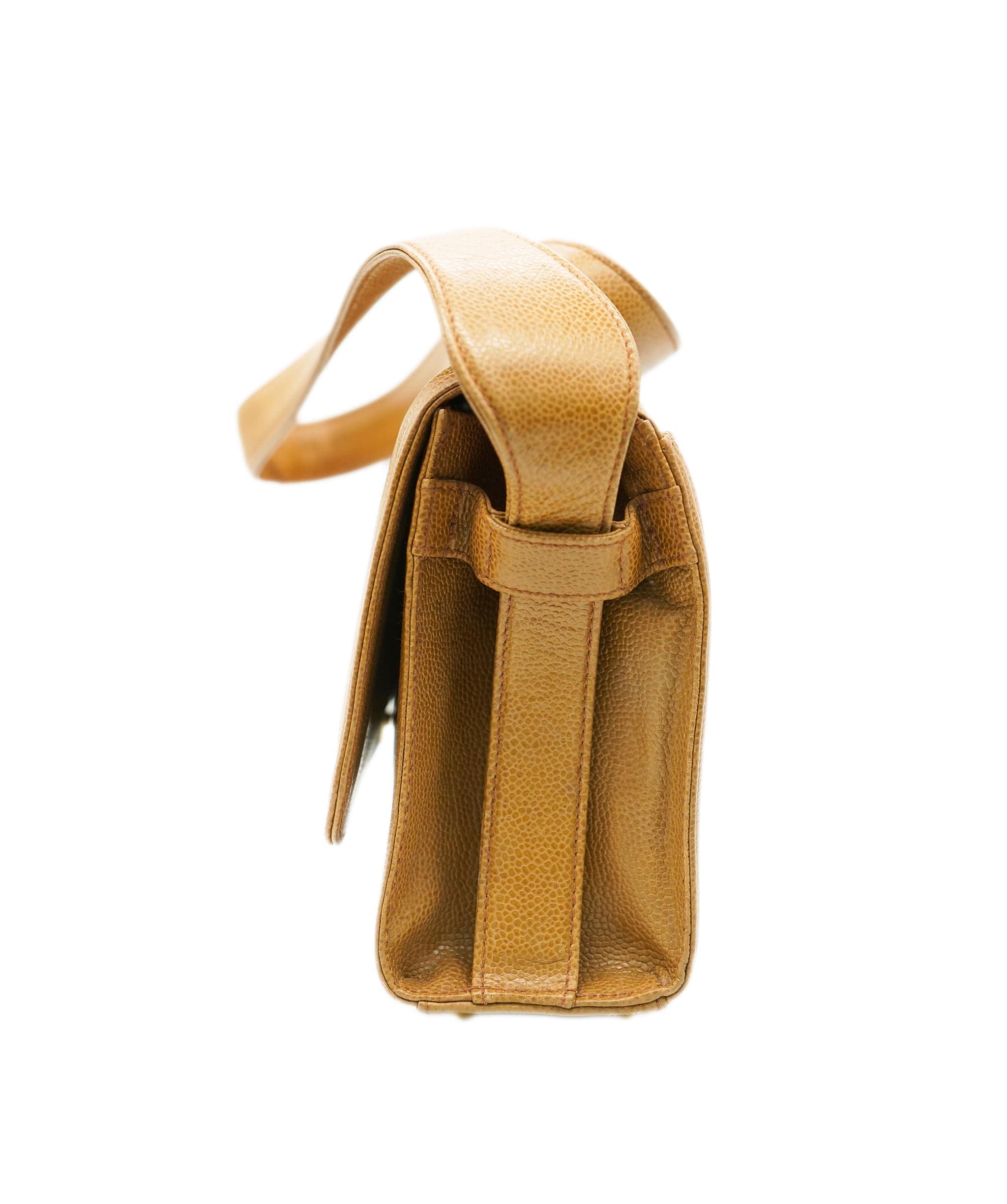 Chanel CHANEL VINTAGE BIG COCO SHOULDER BAG CAMEL CAVIAR SKIN 90234745 DBXS3590