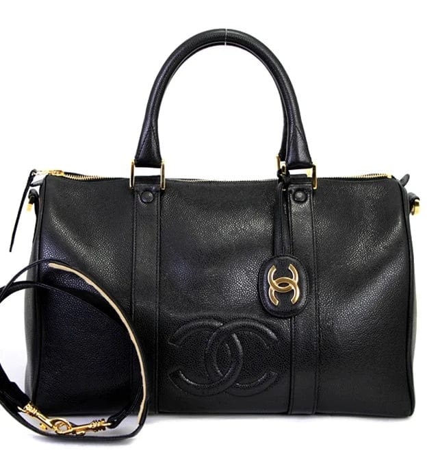 Chanel CHANEL Vintage Boston Bag Caviar Black #64477 - AJC0574