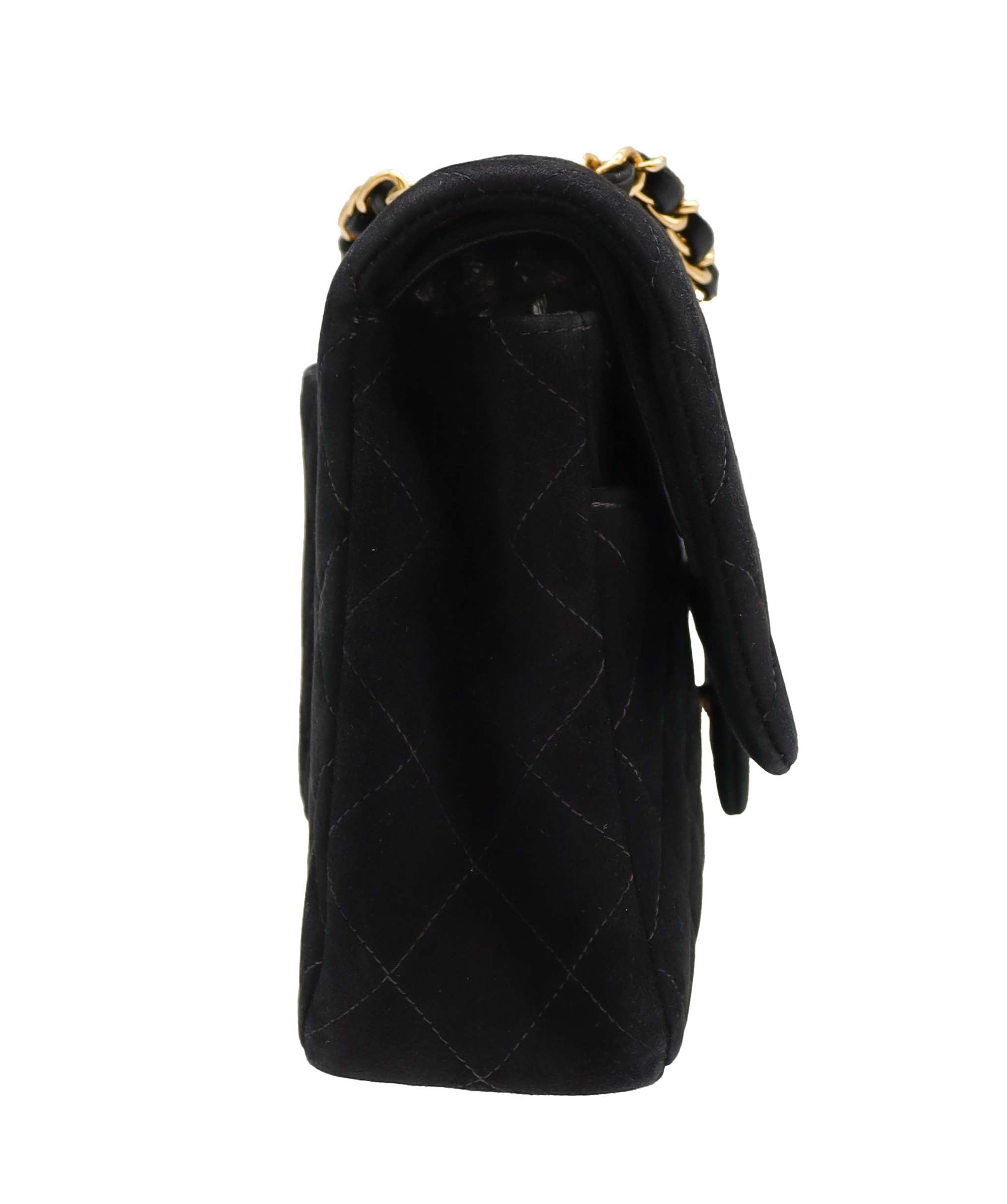 Chanel CHANEL VINTAGE CLASSIC FLAP MEDIUM CHAIN SHOULDER BAG BLACK SUEDE DXBS3462