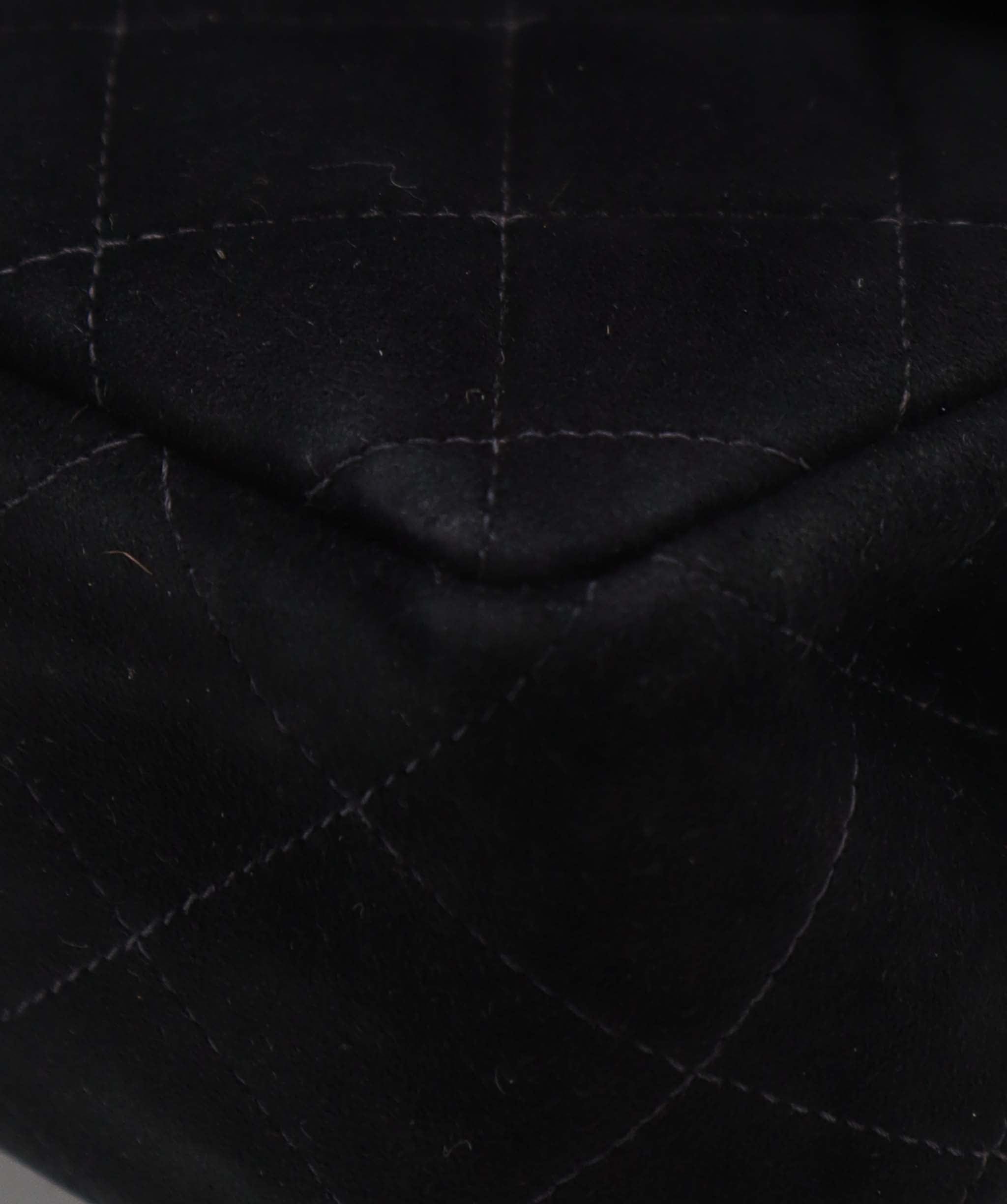 Chanel CHANEL VINTAGE CLASSIC FLAP MEDIUM CHAIN SHOULDER BAG BLACK SUEDE DXBS3462