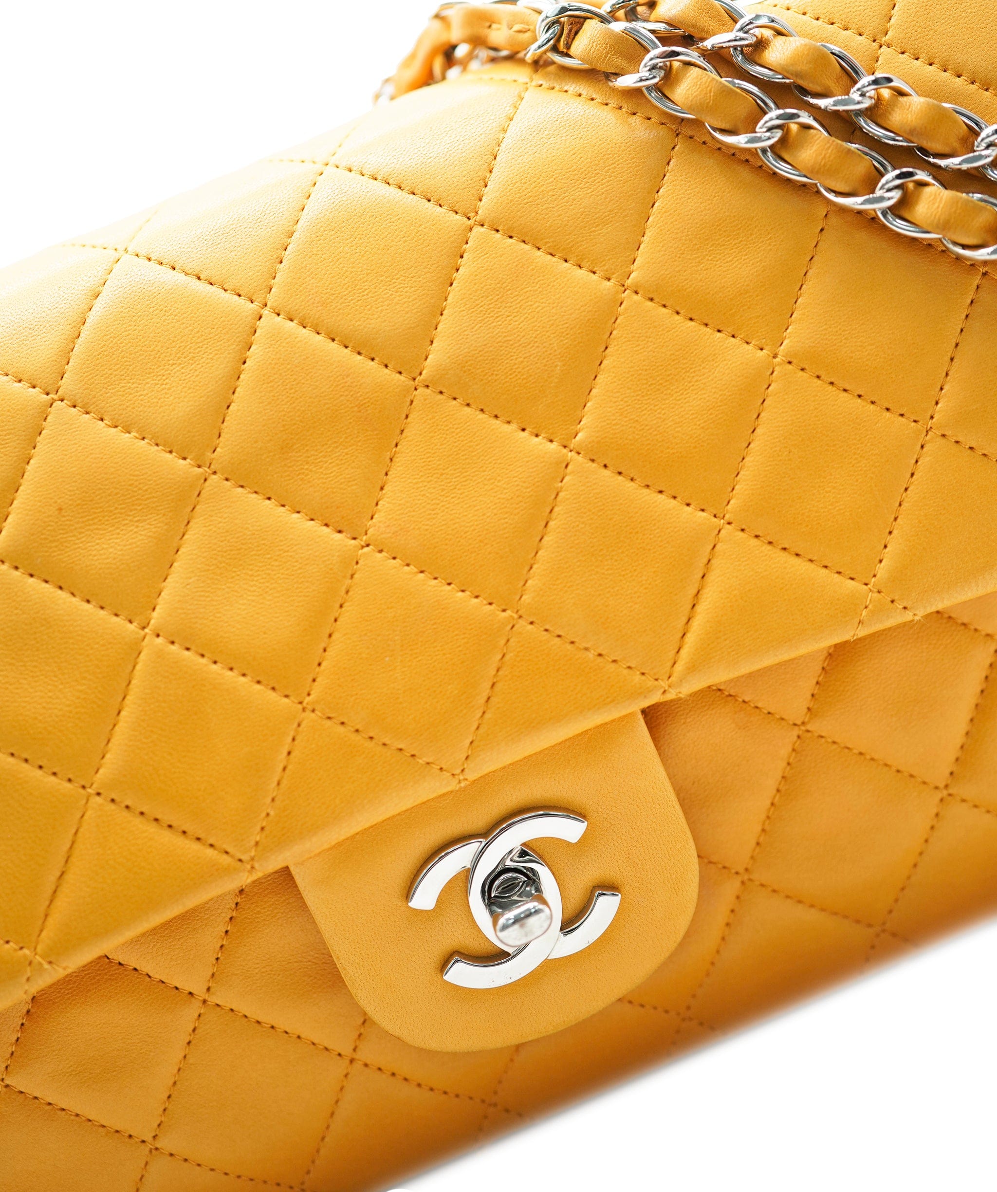 Chanel Chanel Vintage Classic Flap Medium Orange Lambskin SHW #5 ASL10622