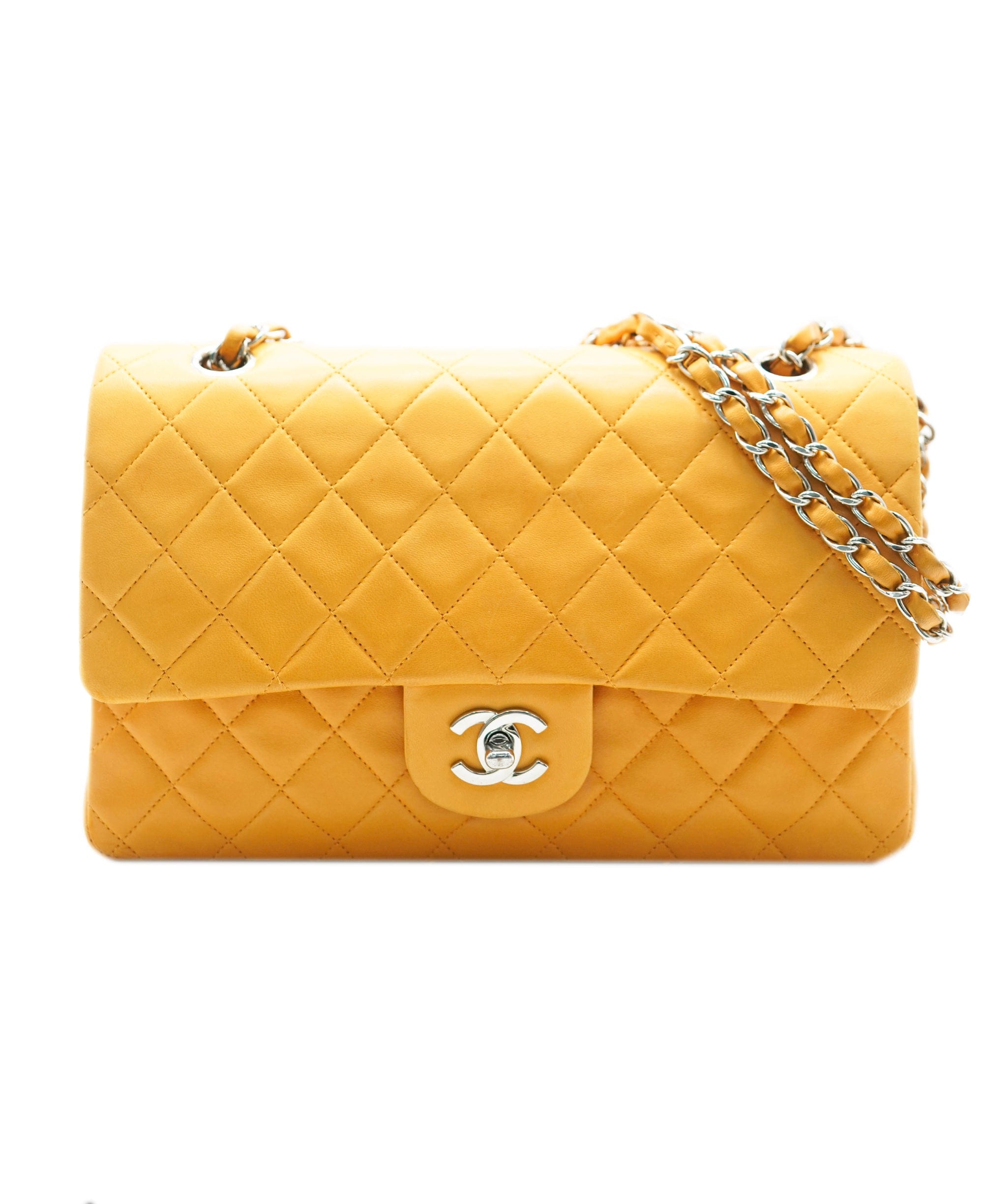 Chanel Chanel Vintage Classic Flap Medium Orange Lambskin SHW #5 ASL10622