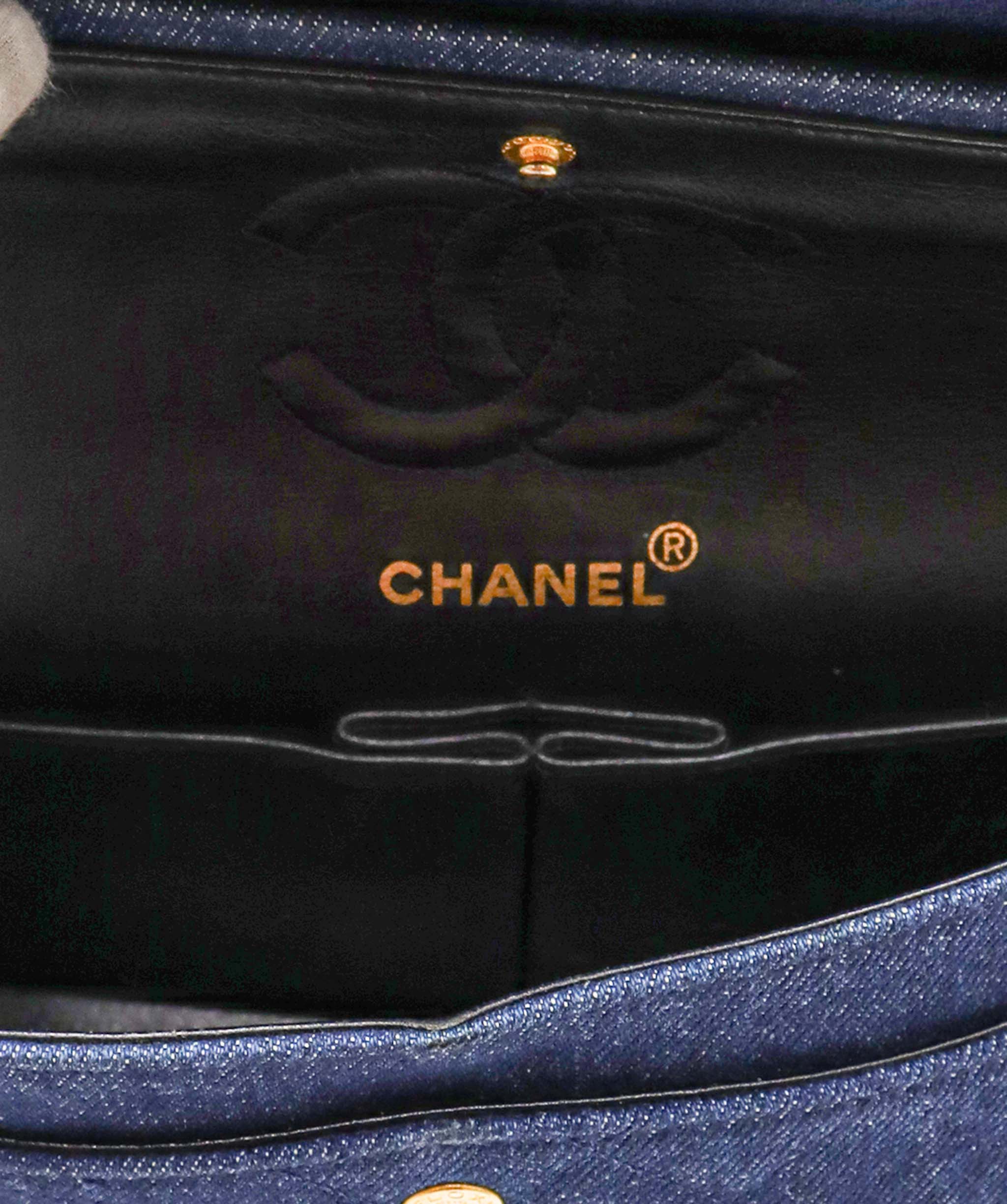 Chanel CHANEL VINTAGE CLASSIC FLAP SMALL CHAIN SHOULDER BAG BLUE DENIM 90246350 DXBS0596