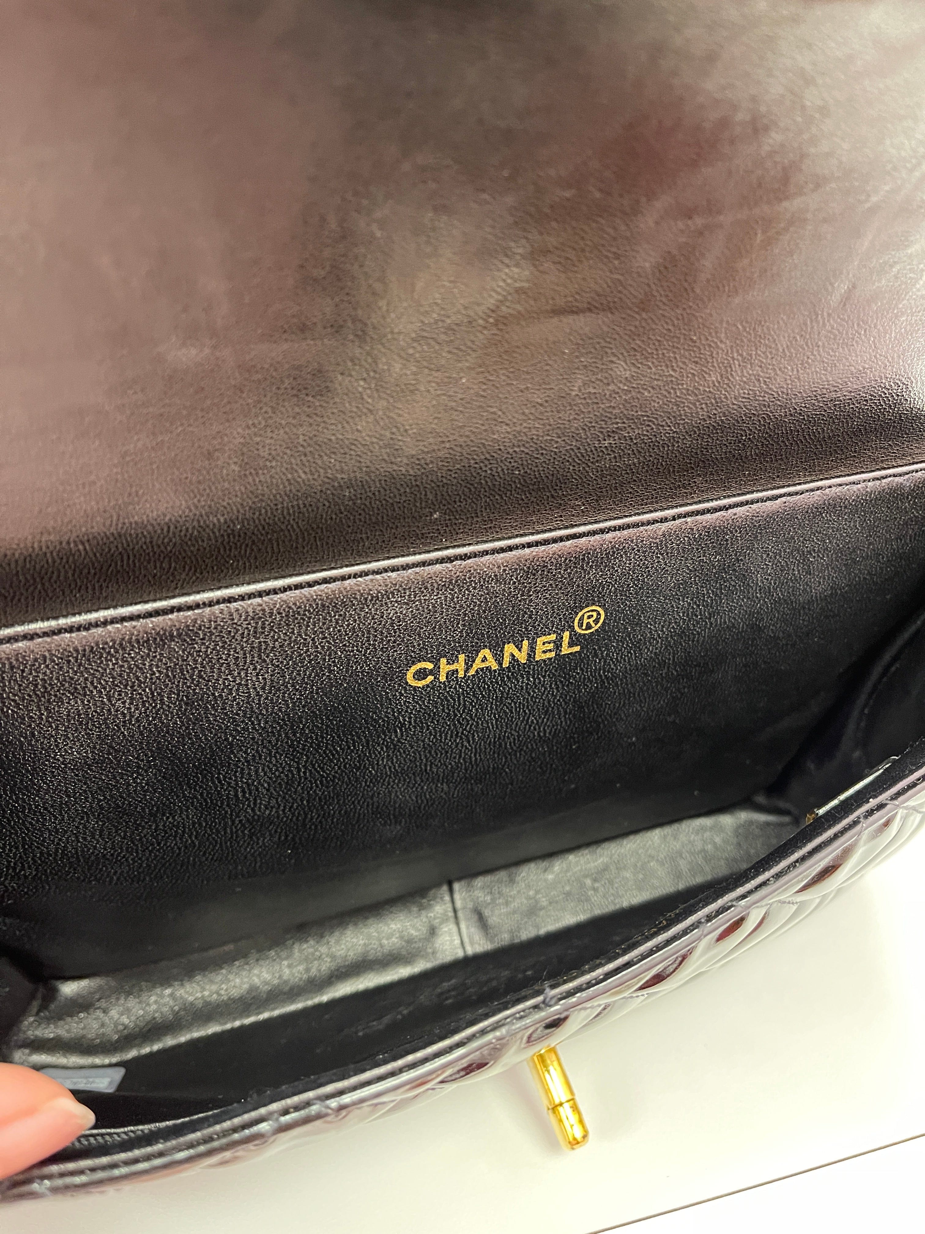 Chanel Chanel Vintage Double Face Top Handle Medium Black Patent GHW #4 SKCY030