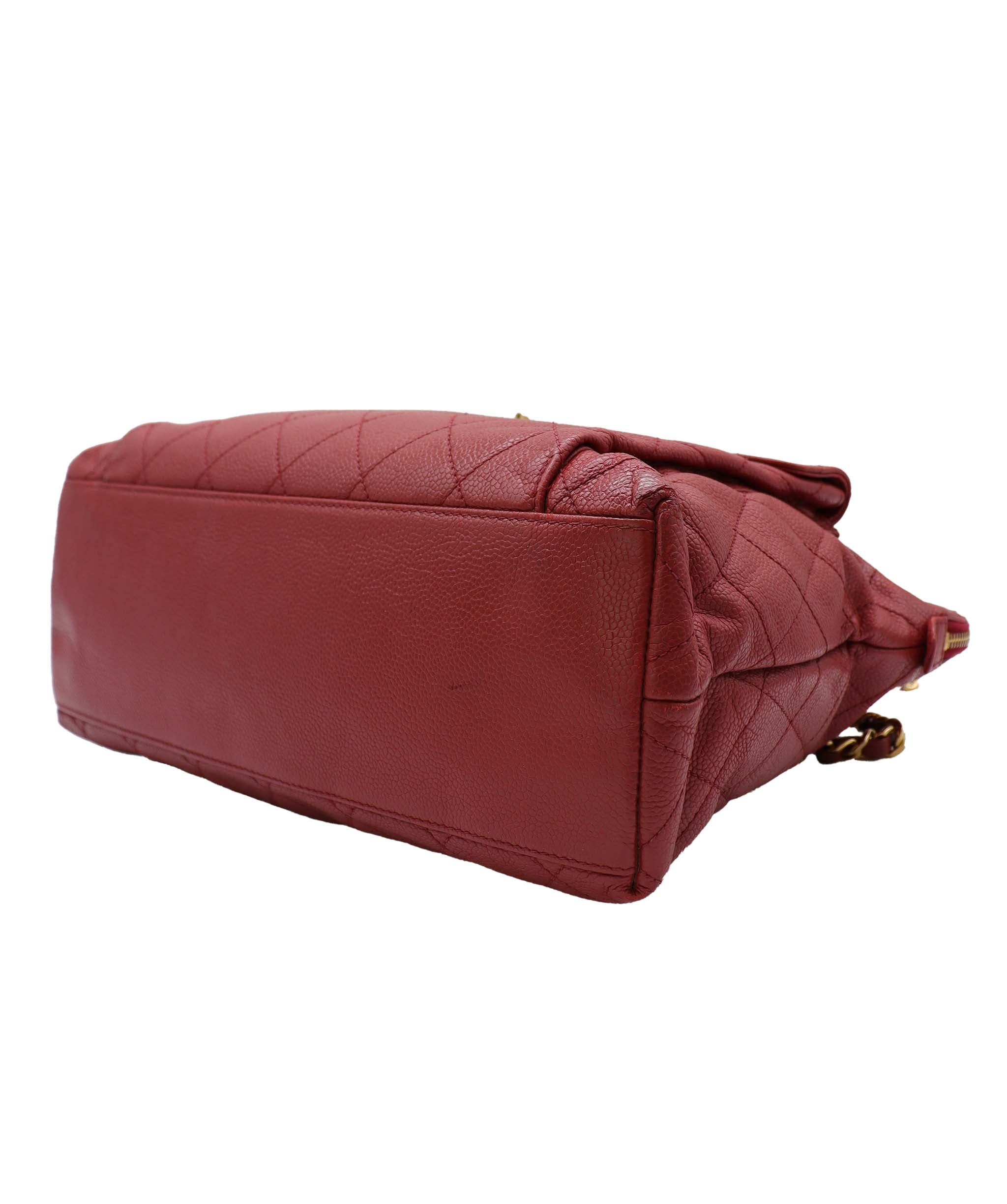 Chanel Chanel Vintage Envelope Turnlock Zip Tote Red Caviar GHW #4 SKC1995