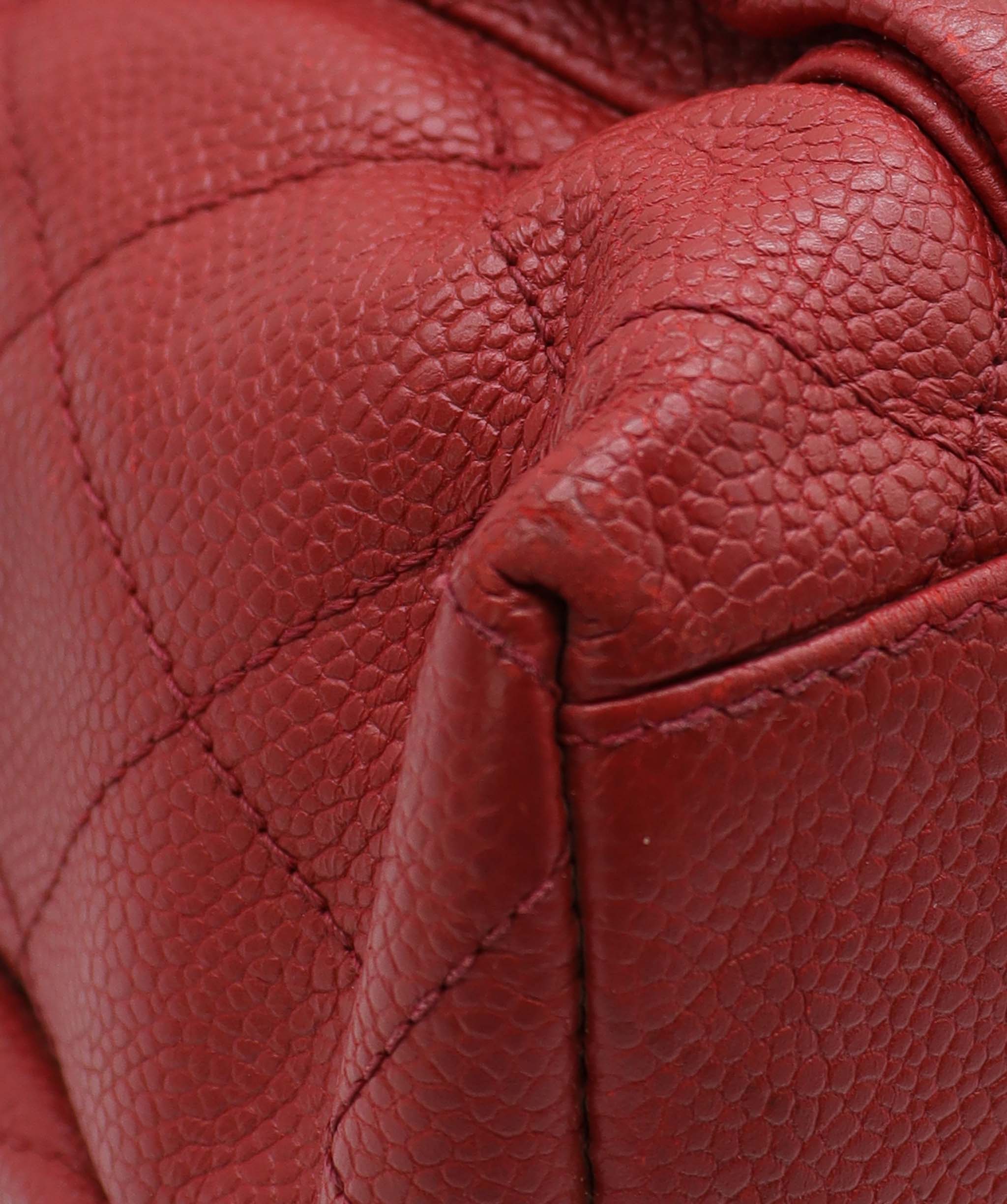 Chanel Chanel Vintage Envelope Turnlock Zip Tote Red Caviar GHW #4 SKC1995