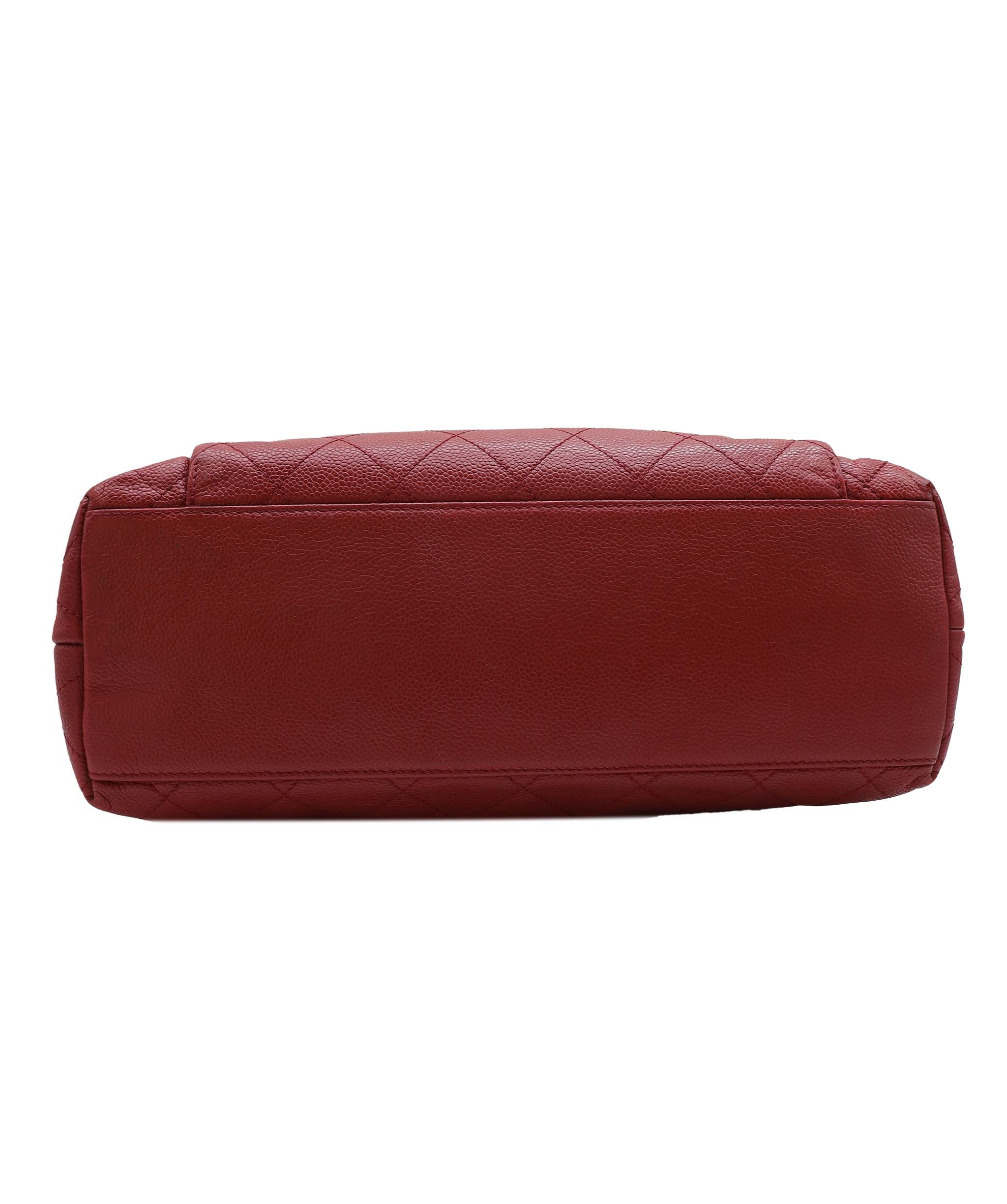 Chanel Chanel Vintage Envelope Turnlock Zip Tote Red Caviar GHW #4 SKC1995