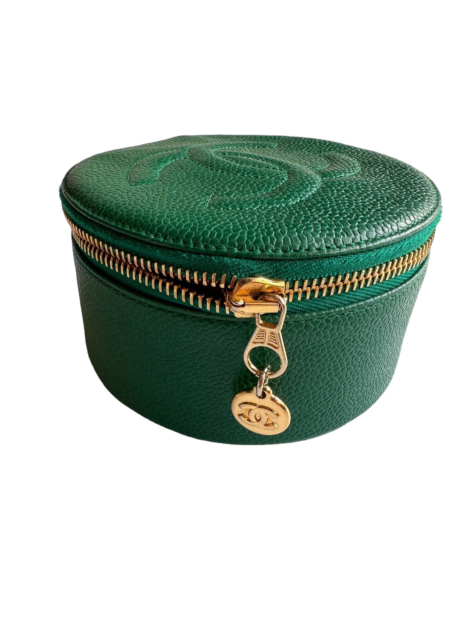 Chanel Chanel Vintage Jewellery Box Green Caviar GHW SKC1652
