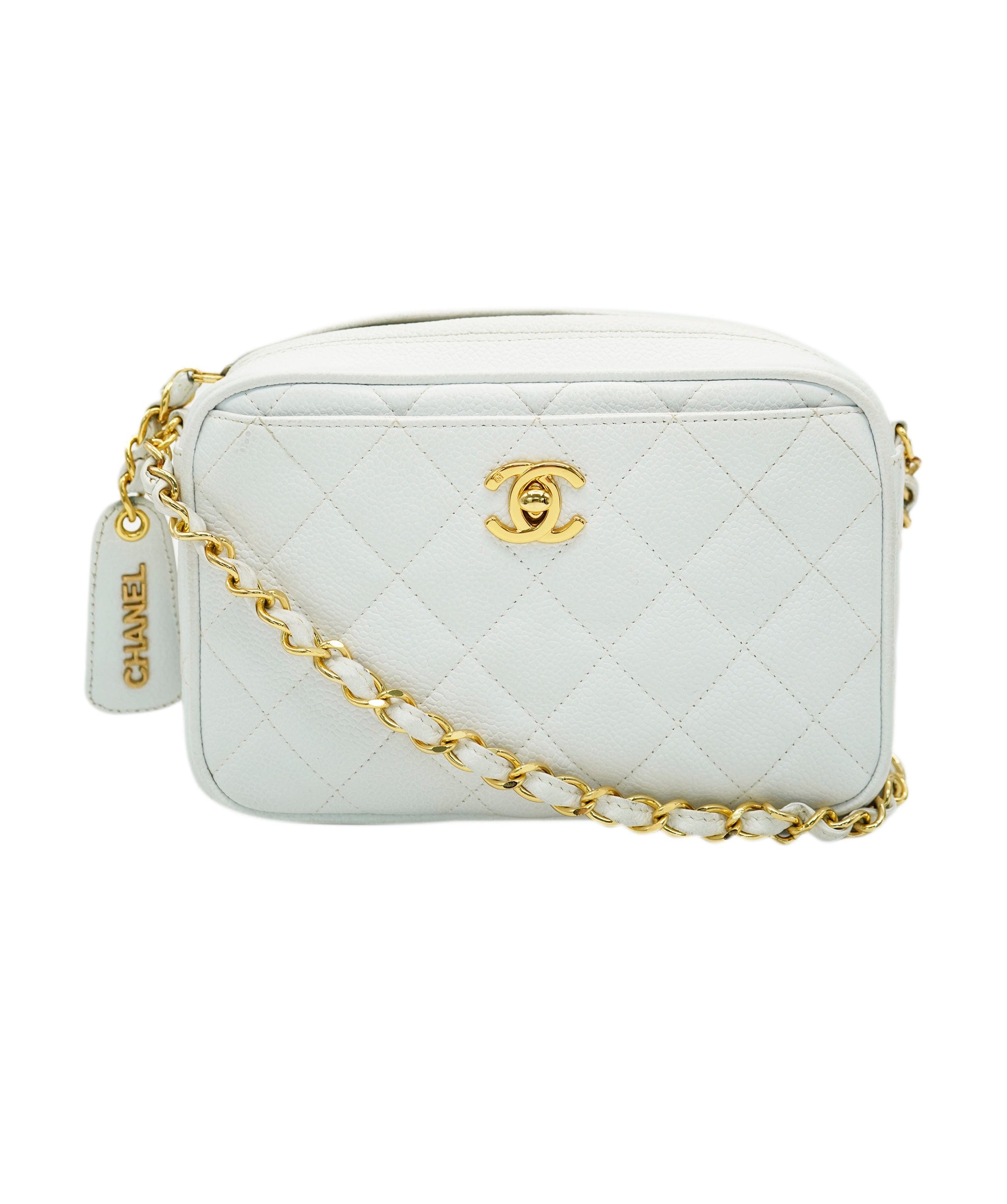 Chanel CHANEL VINTAGE MATELASSE CHAIN SHOULDER BAG WHITE CAVIAR SKIN 90241782 DBXS0644