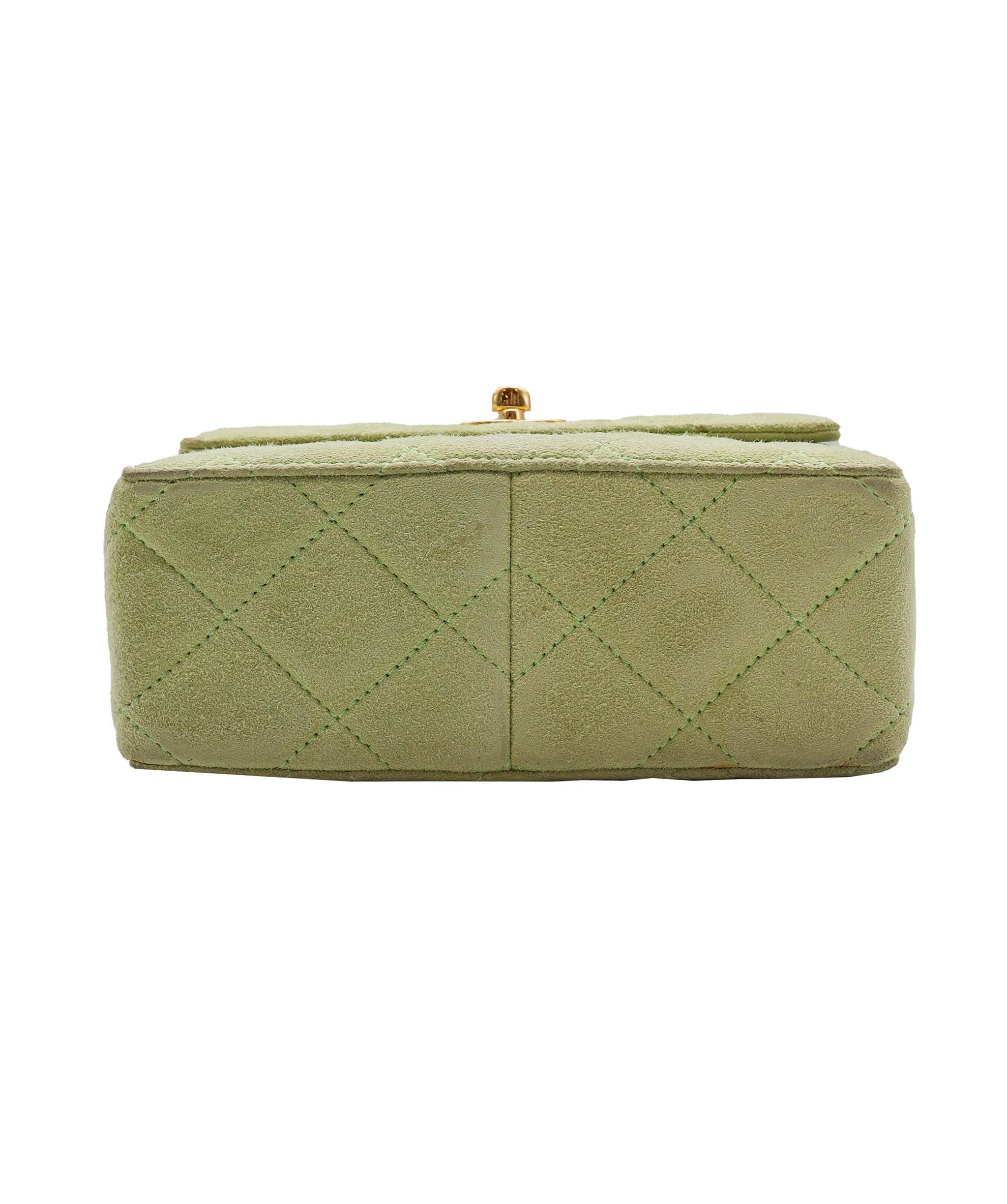 Chanel CHANEL VINTAGE MATELASSE HAND BAG GREEN SUEDE 90248810 DXBS0601