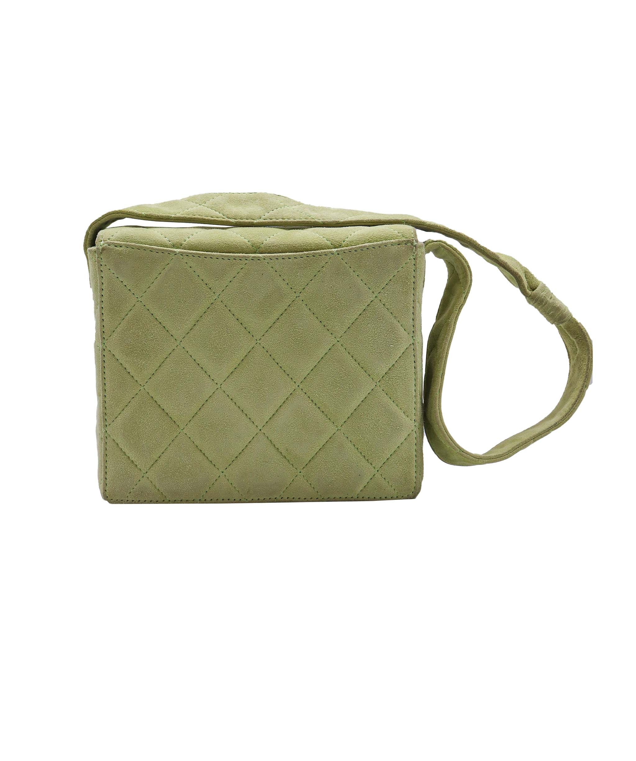 Chanel CHANEL VINTAGE MATELASSE HAND BAG GREEN SUEDE 90248810 DXBS0601