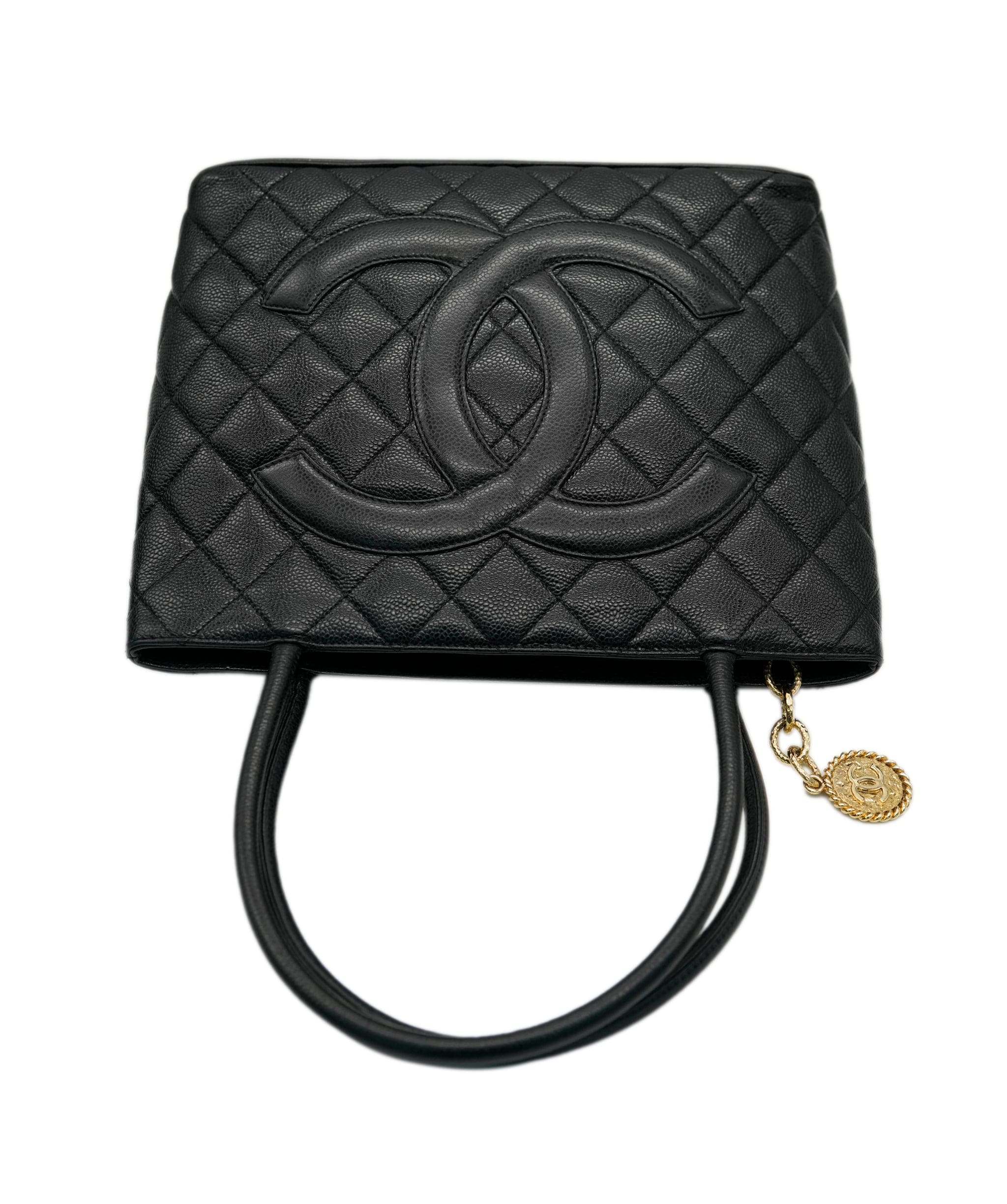 Chanel CHANEL VINTAGE MEDALLION TOTE BAG BLACK CAVIAR SKIN DBXS2150