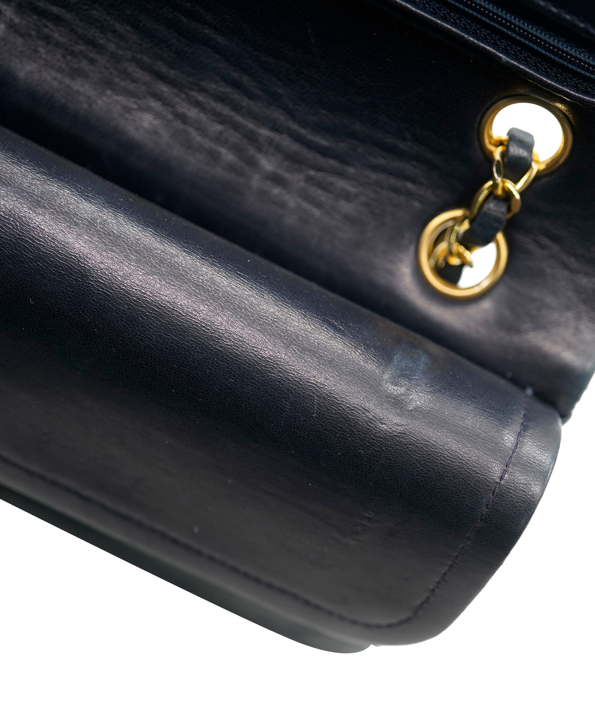 Chanel Chanel Vintage Navy Lambskin Medium Double Flap GHW Crossbody Bag ALC2308