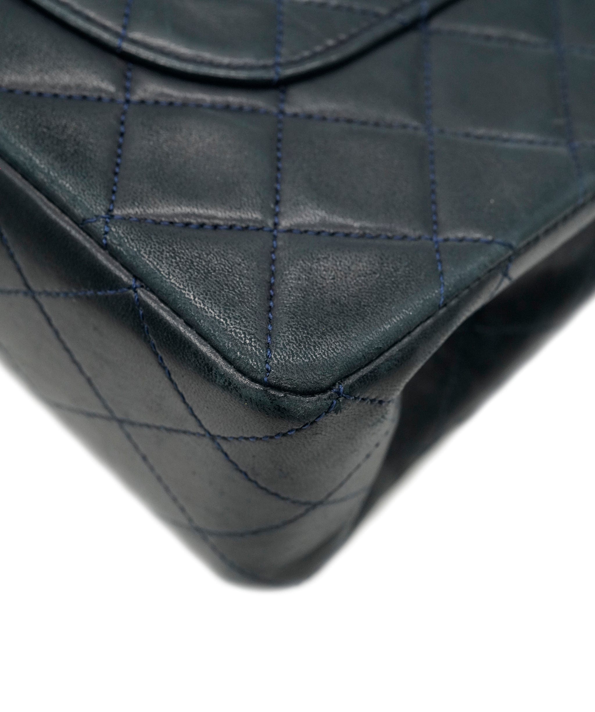 Chanel Chanel Vintage Navy Lambskin Medium Double Flap GHW Crossbody Bag ALC2308