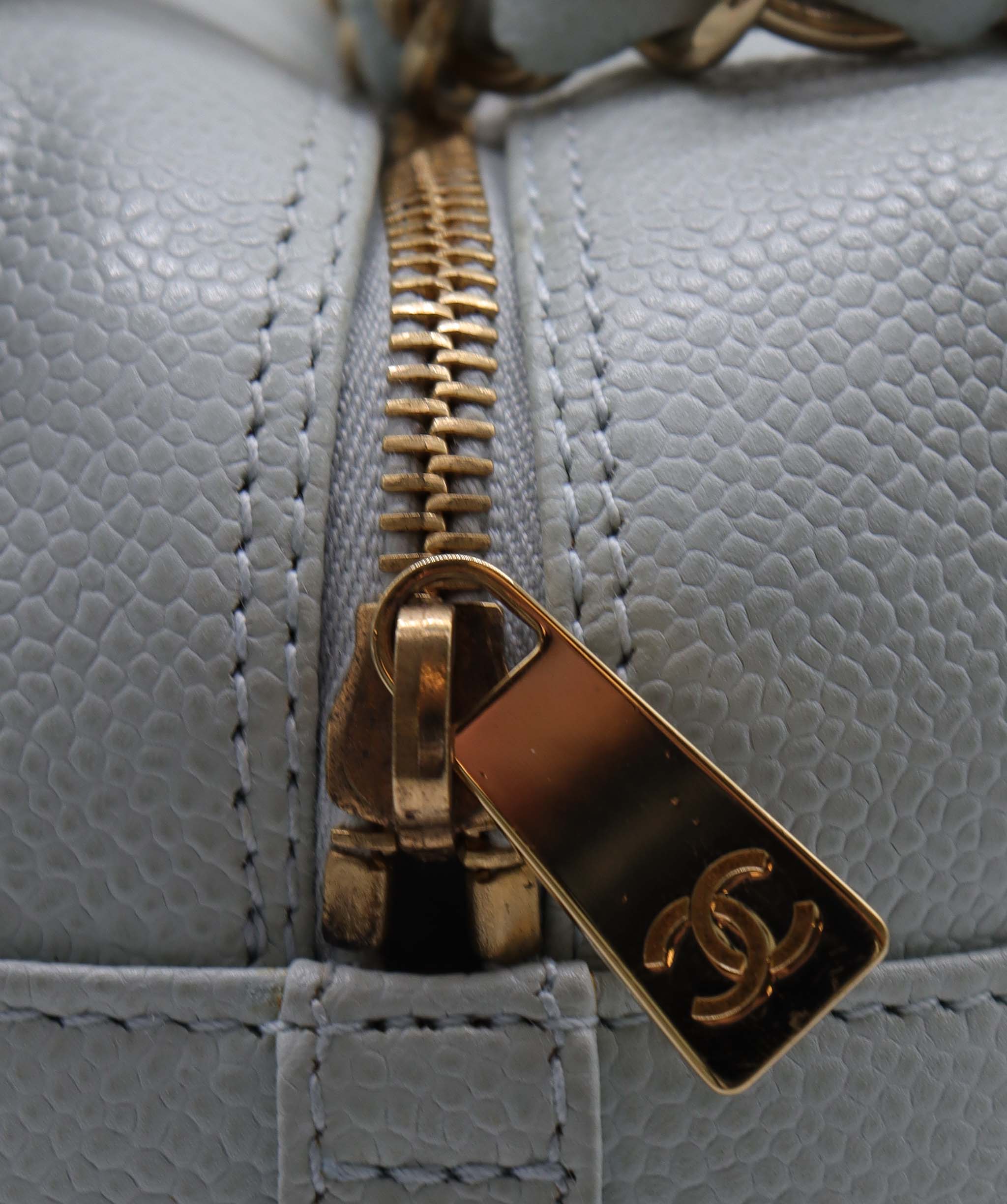 Chanel CHANEL VINTAGE PTT CHAIN TOTE BAG GREEN CAVIAR SKIN DXBS2224