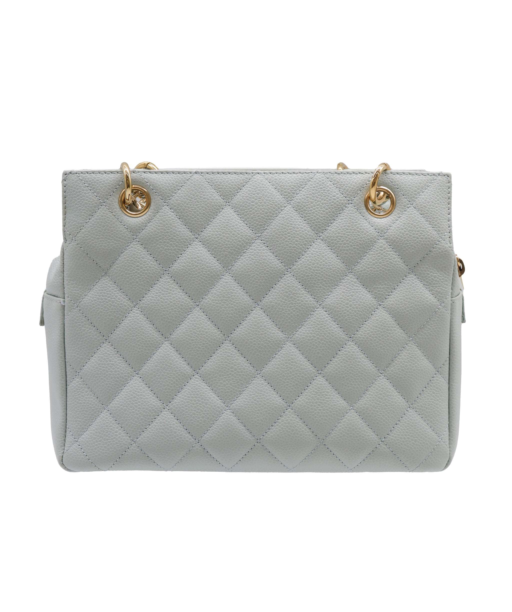 Chanel CHANEL VINTAGE PTT CHAIN TOTE BAG GREEN CAVIAR SKIN DXBS2224