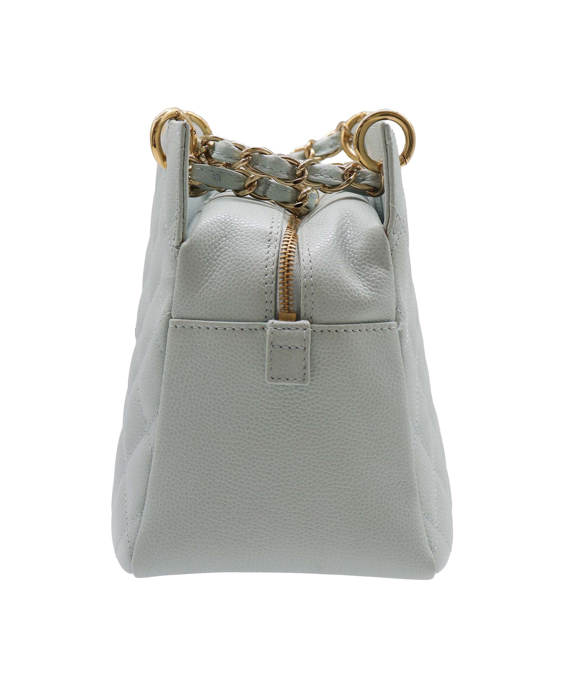 Chanel CHANEL VINTAGE PTT CHAIN TOTE BAG GREEN CAVIAR SKIN DXBS2224