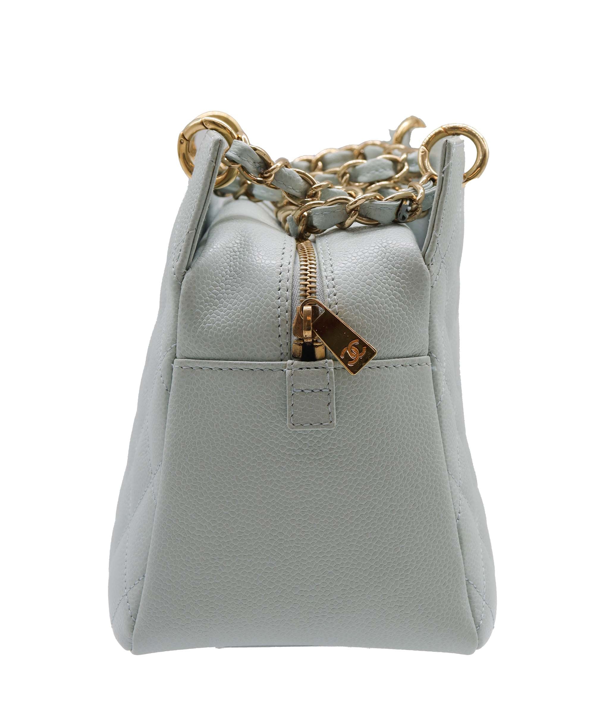 Chanel CHANEL VINTAGE PTT CHAIN TOTE BAG GREEN CAVIAR SKIN DXBS2224