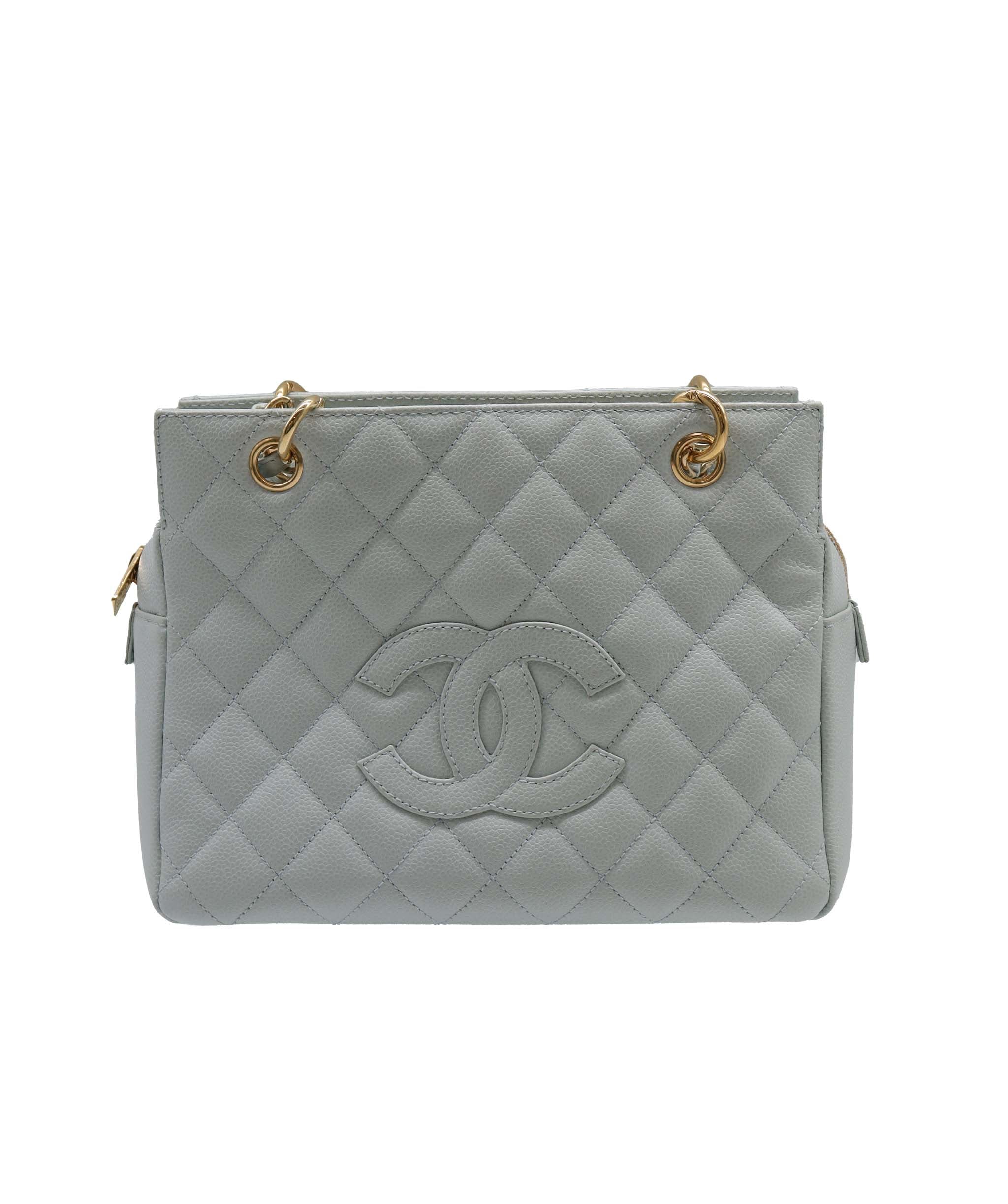 Chanel CHANEL VINTAGE PTT CHAIN TOTE BAG GREEN CAVIAR SKIN DXBS2224