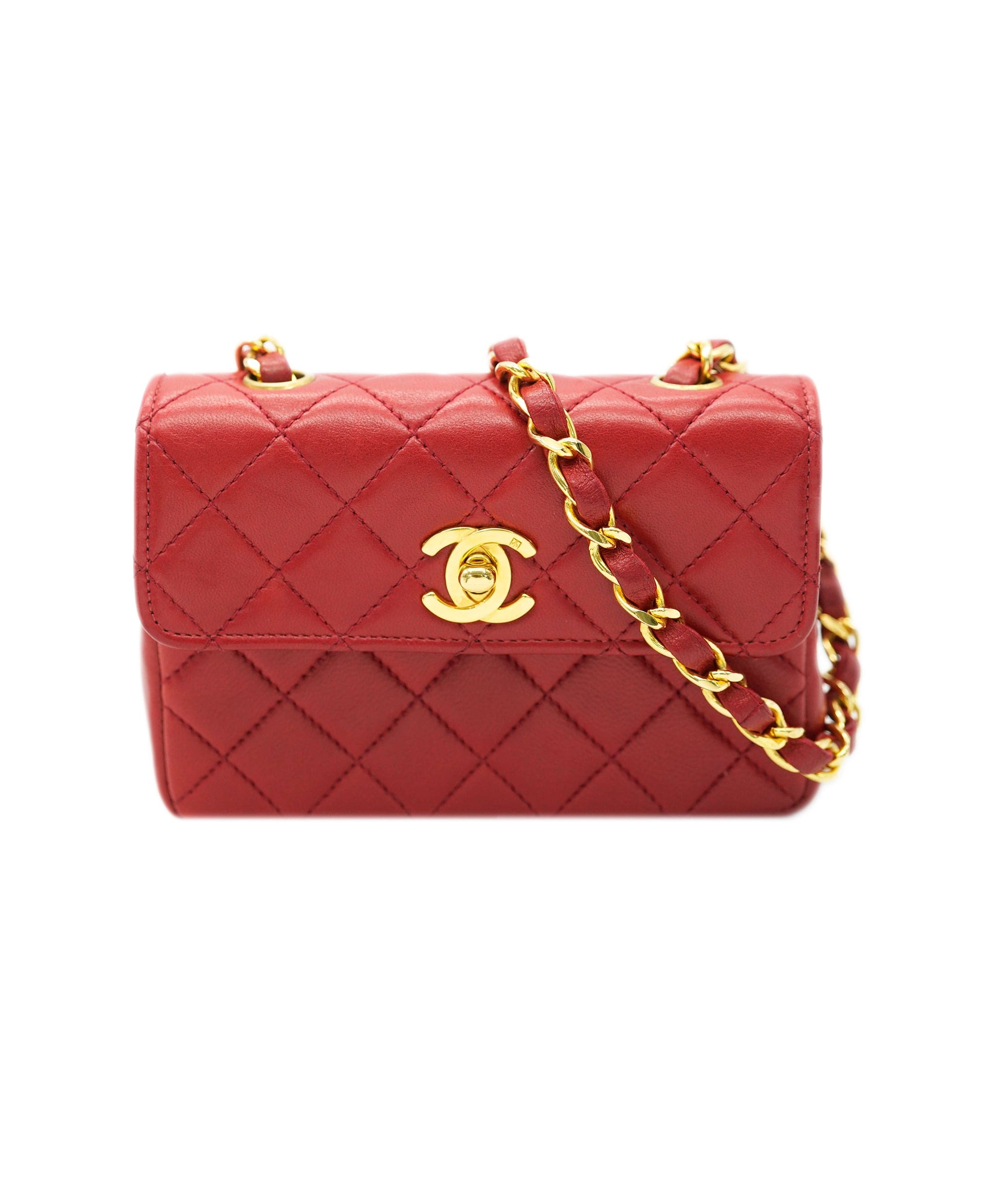 Chanel Chanel Vintage Red Lambskin Micro Mini Flap ABC0952