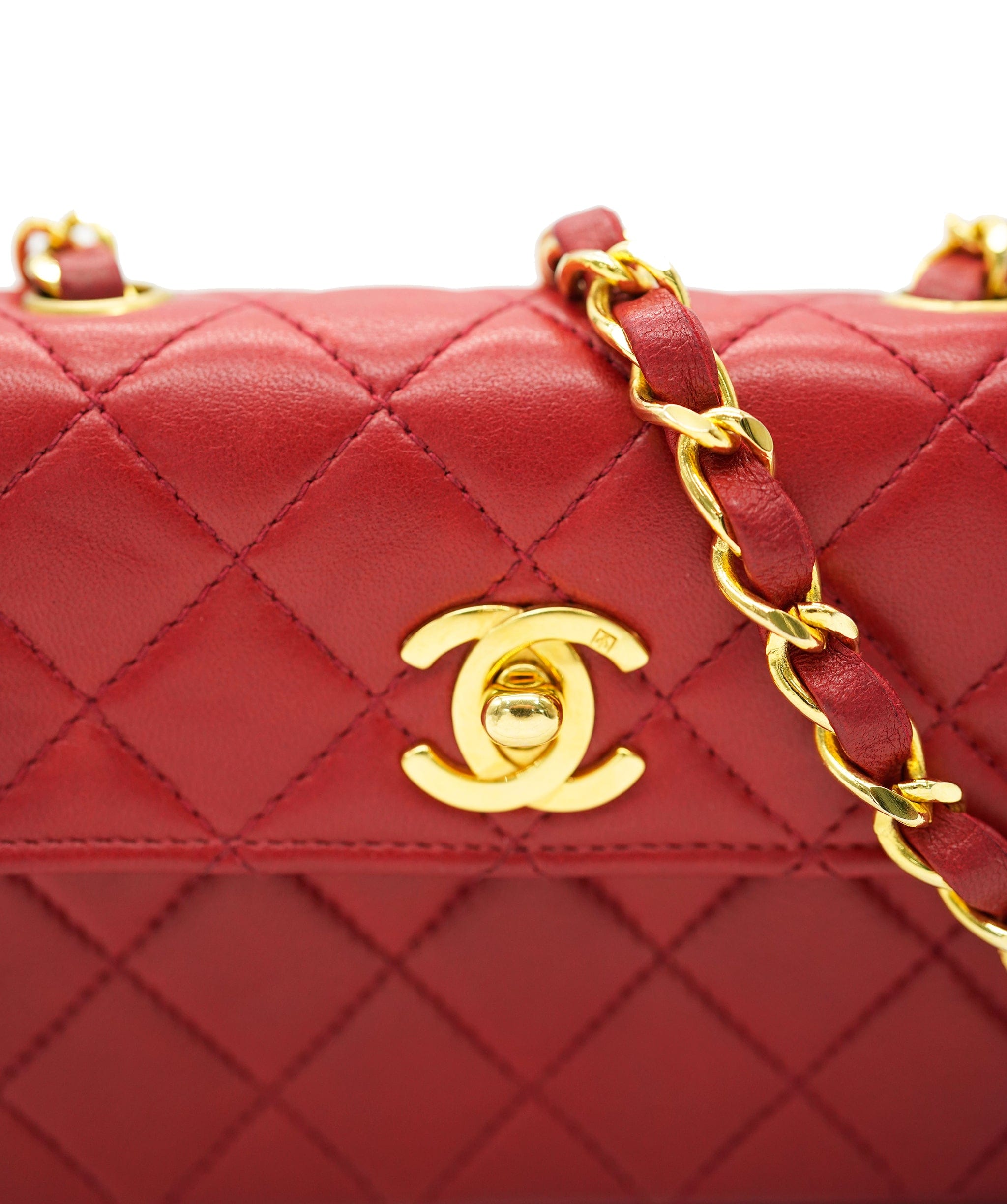 Chanel Chanel Vintage Red Lambskin Micro Mini Flap ABC0952