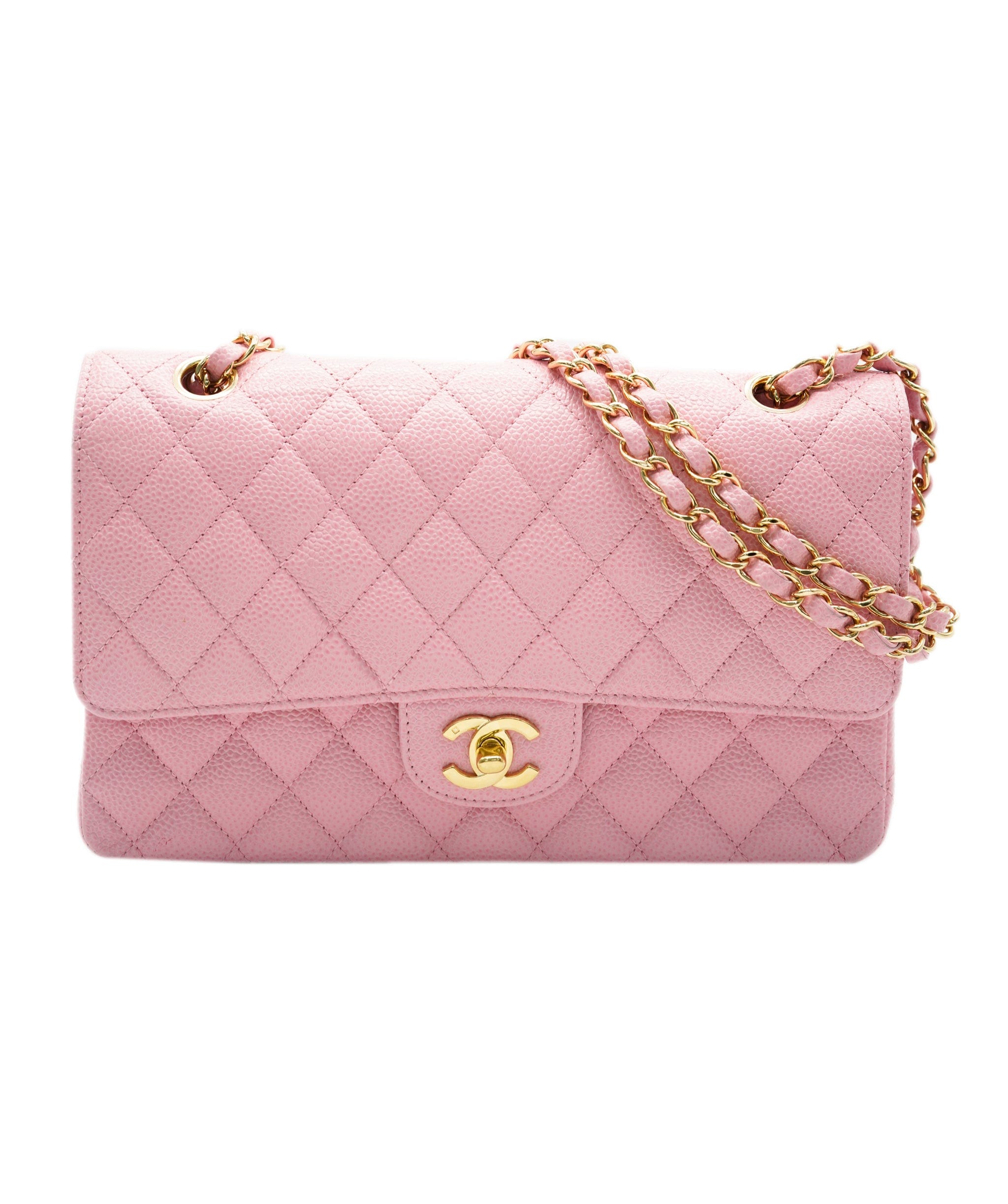 Chanel Vintage Rose Sakura Pink Caviar Medium Classic Flap Bag 24k