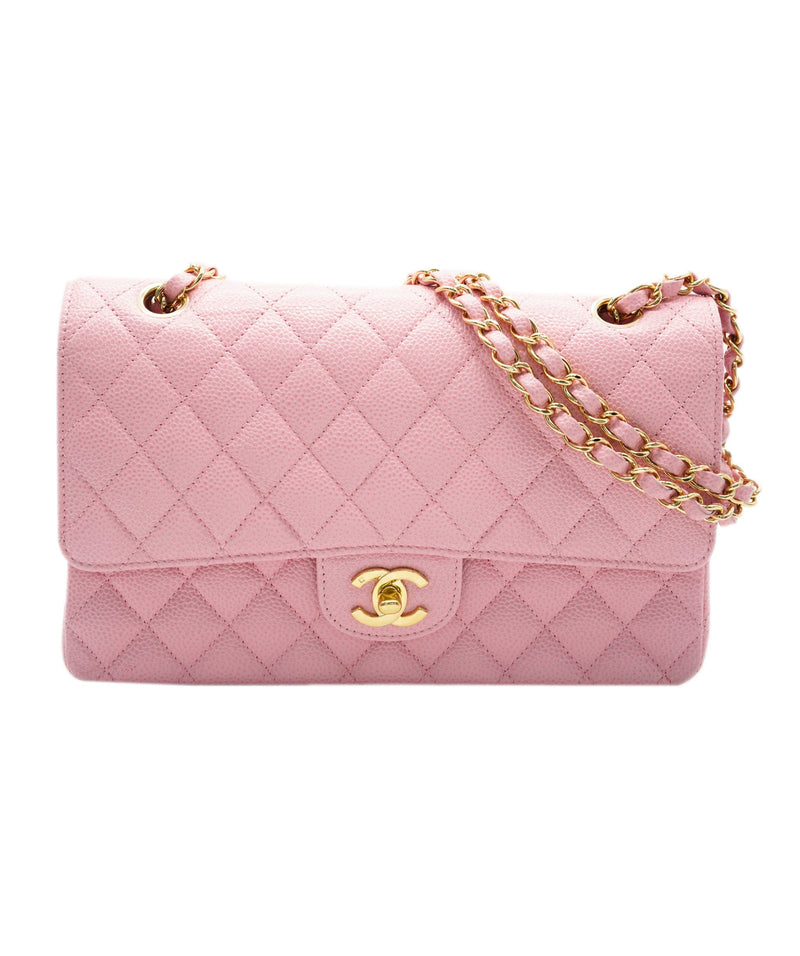 Chanel Vintage Classic Medium Flap Sakura Pink Quilted Caviar 24K Gold-plated  hardware