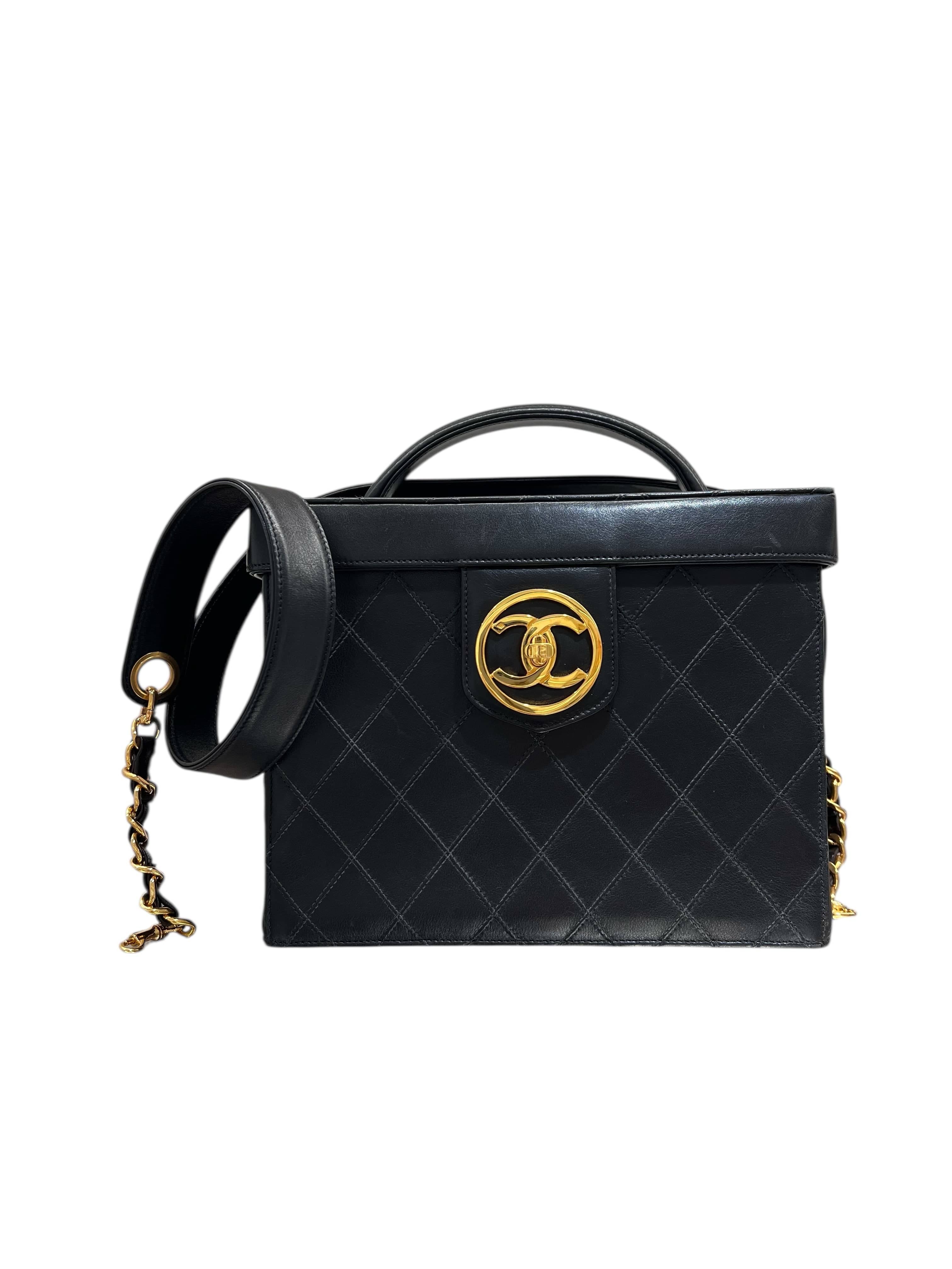 Chanel Chanel Vintage Vanity Black Lambskin GHW #3509013 (Y1994-96) SKCT4074
