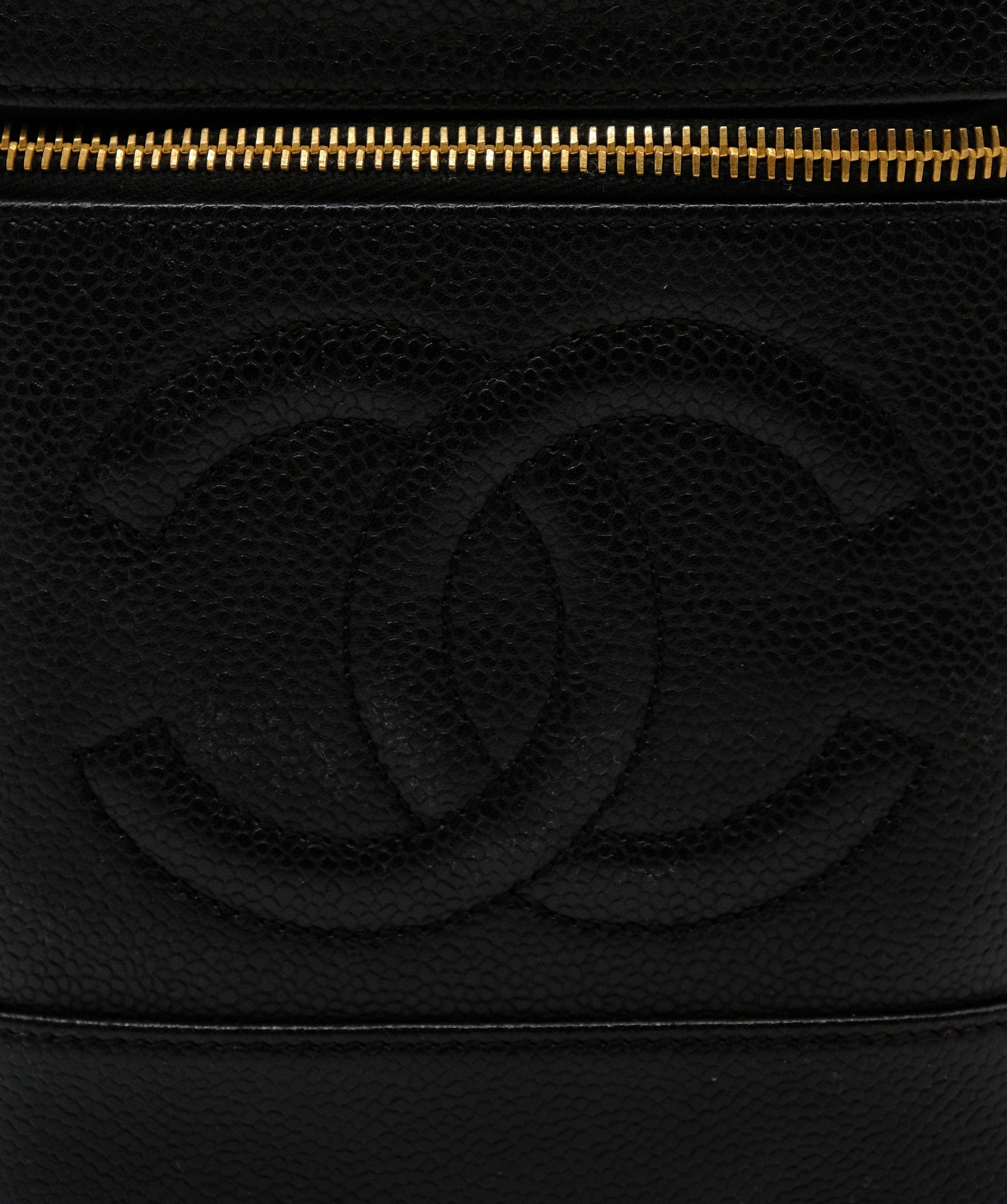 Chanel CHANEL VINTAGE VANITY HAND BAG BLACK CAVIAR SKIN 90193002 ASL10322