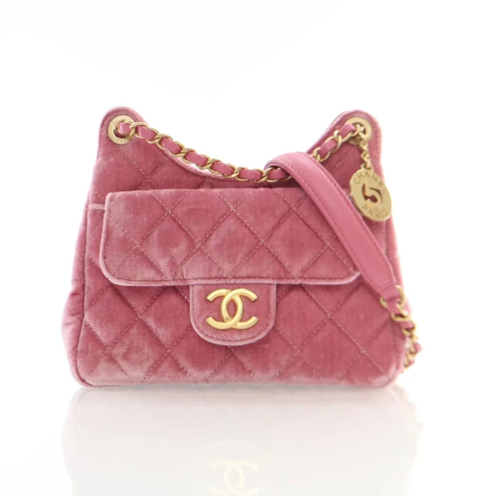 Chanel Chanel Wave CC Hobo Small Pink Velvet L-1XRLRQ