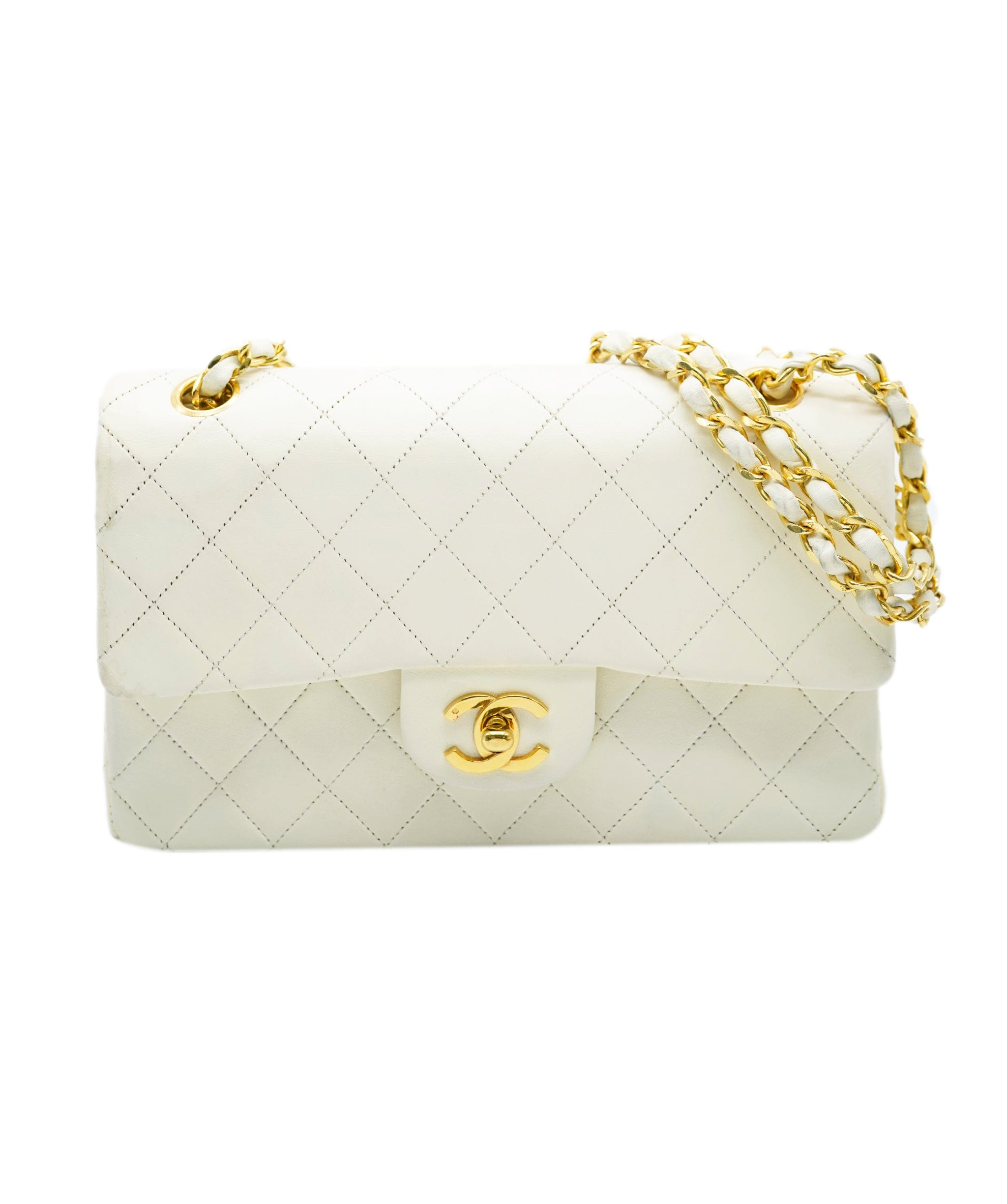 Chanel Chanel White 9' Small Classic flap with GHW - AWL4160