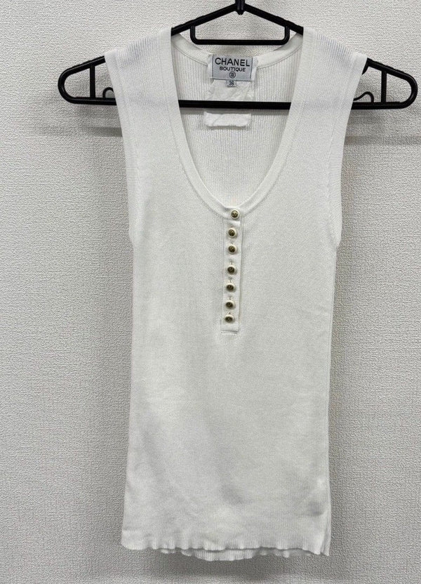 Chanel chanel white buttons tank top sleeveless AVCSC1656