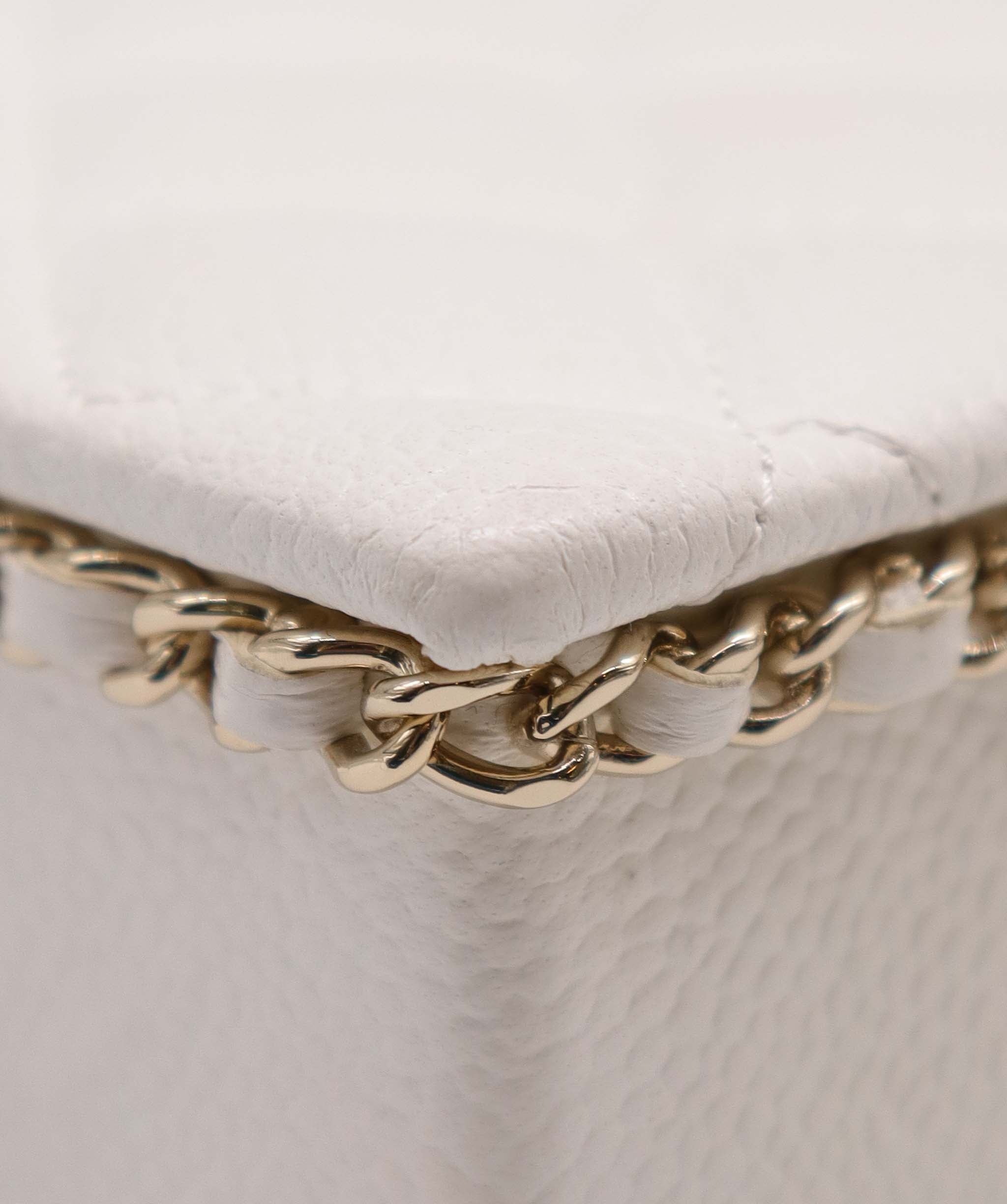Chanel Chanel White Quilted Caviar Leather Evening Crossbody Bag ASC6900