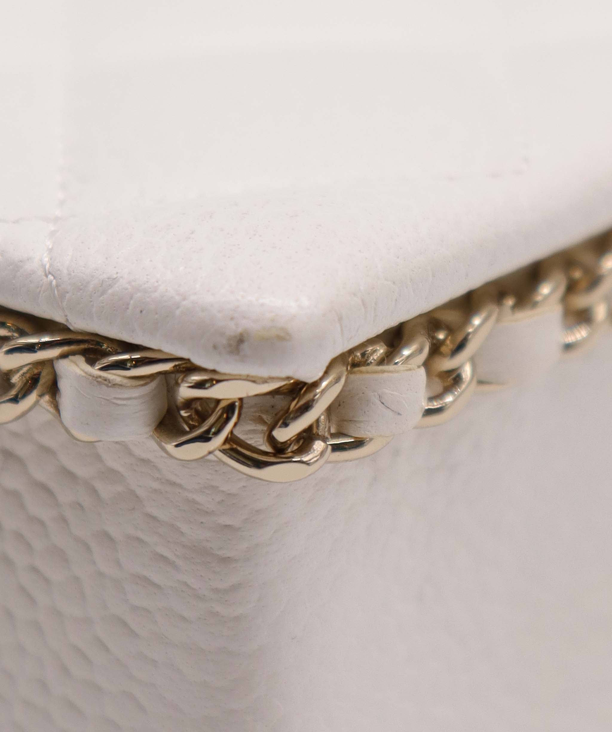 Chanel Chanel White Quilted Caviar Leather Evening Crossbody Bag ASC6900