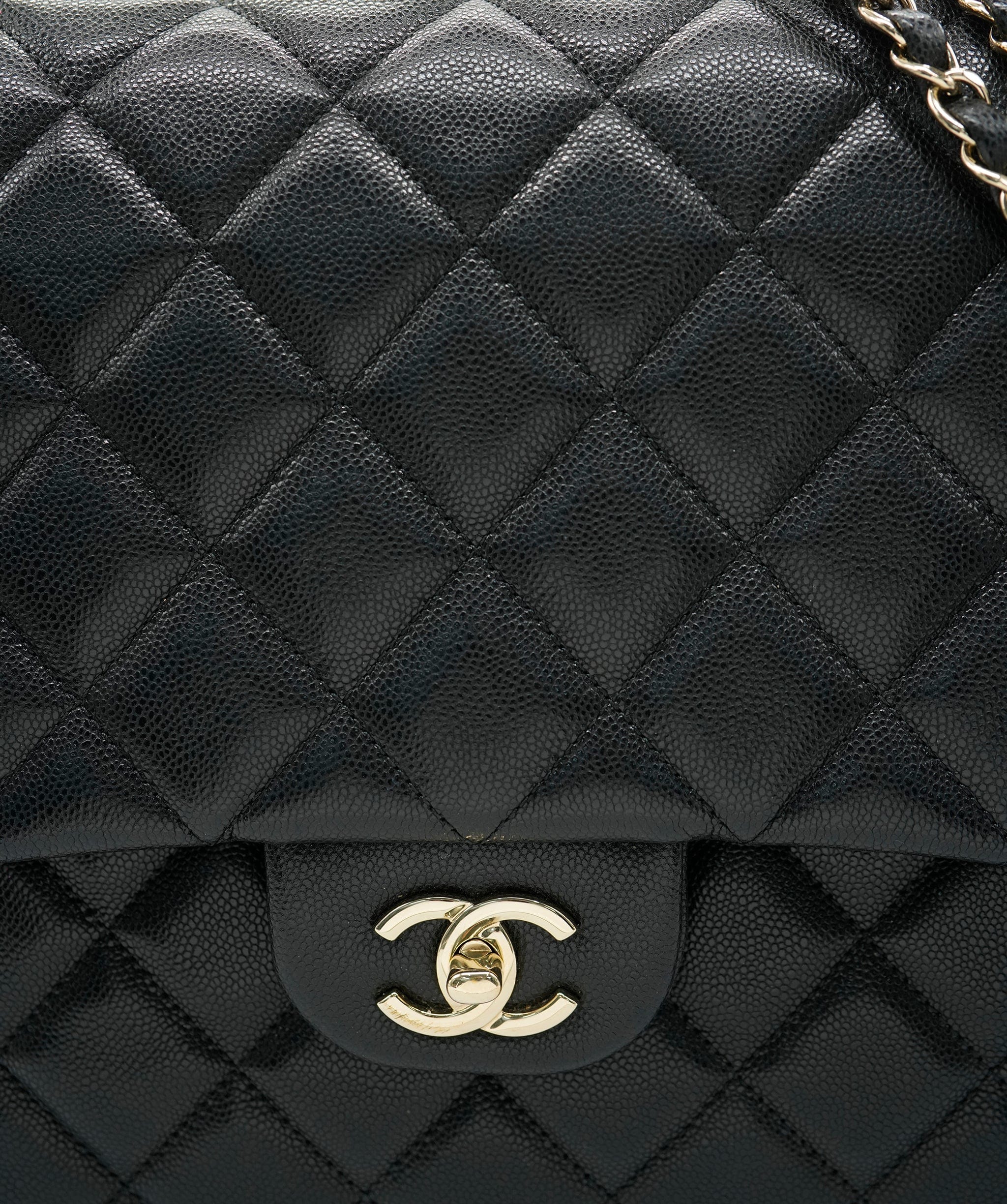 Chanel Chanel XXL Black Caviar Classic Travel Flap Bag Gold 24K CC Handbag Airline ALC2620