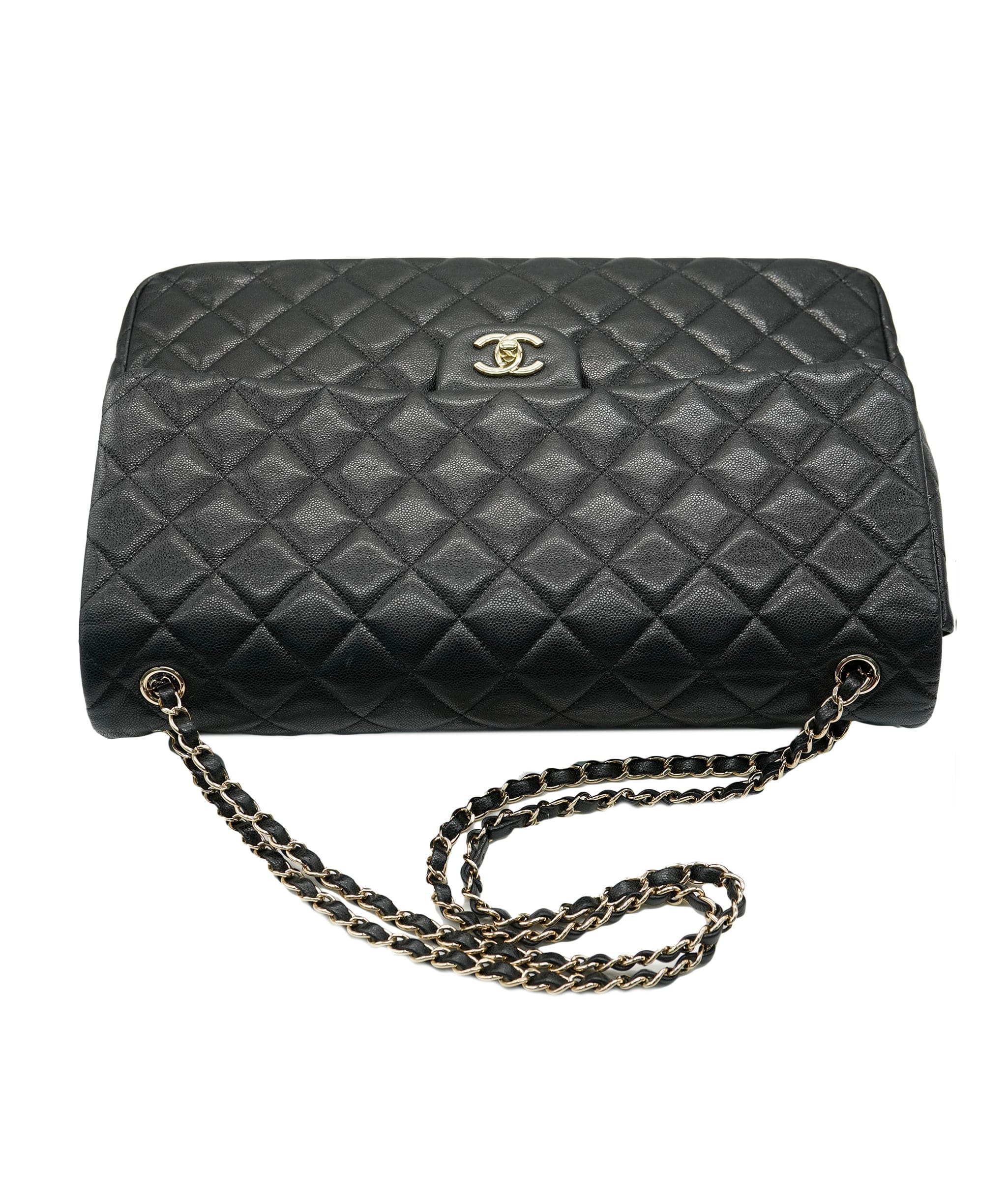 Chanel Chanel XXL Black Caviar Classic Travel Flap Bag Gold 24K CC Handbag Airline ALC2620