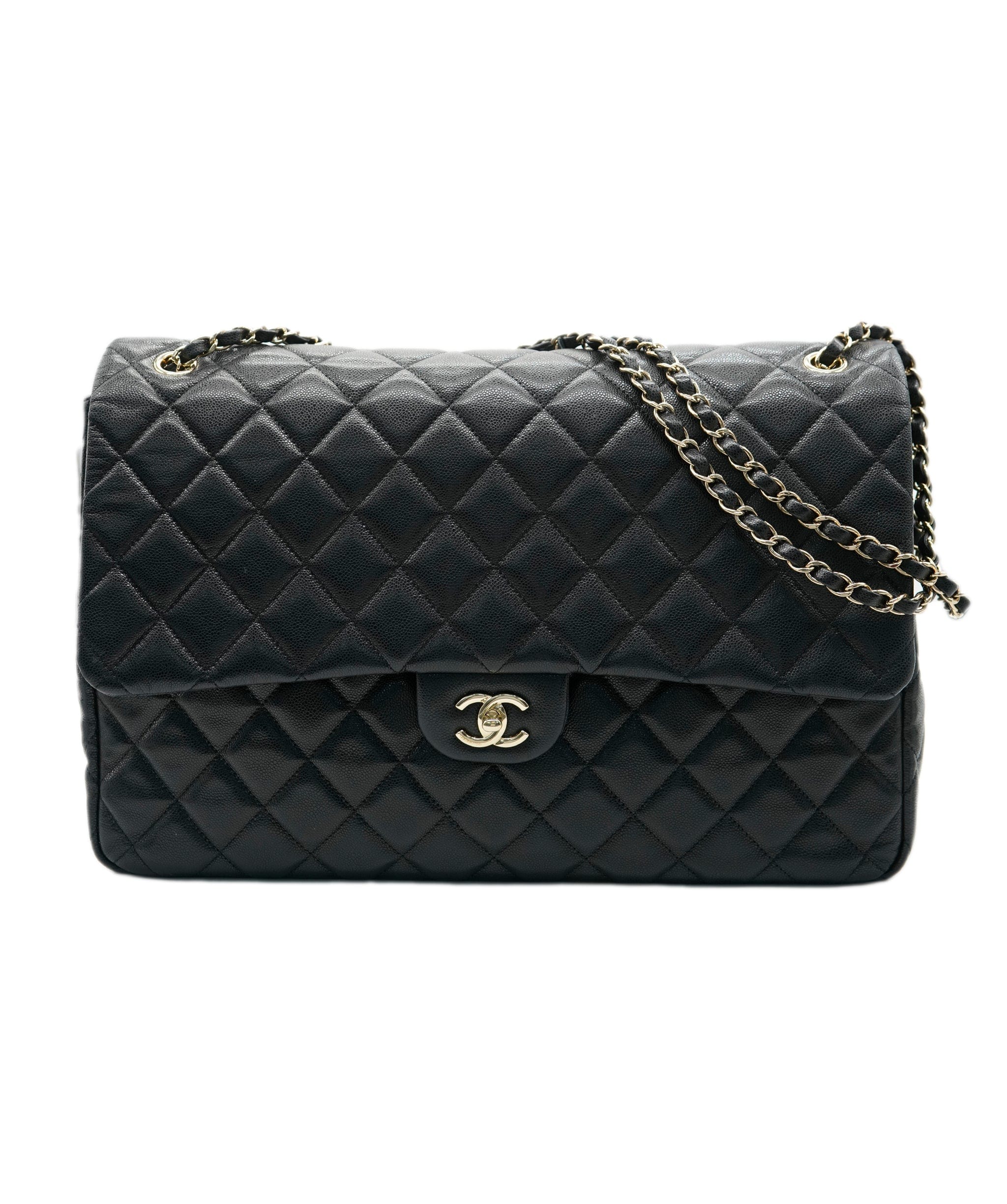 Chanel Chanel XXL Black Caviar Classic Travel Flap Bag Gold 24K CC Handbag Airline ALC2620