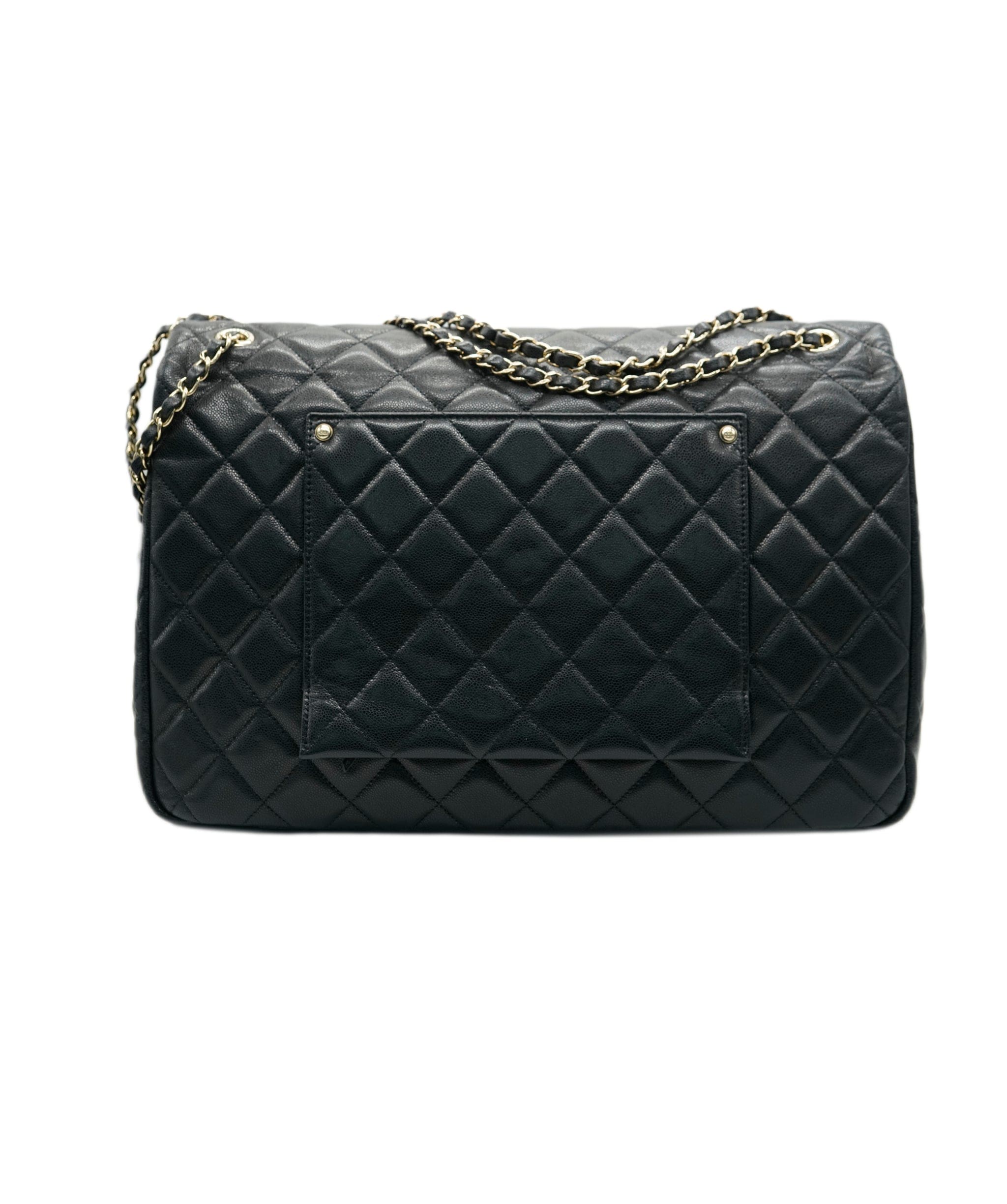 Chanel Chanel XXL Black Caviar Classic Travel Flap Bag Gold 24K CC Handbag Airline ALC2620