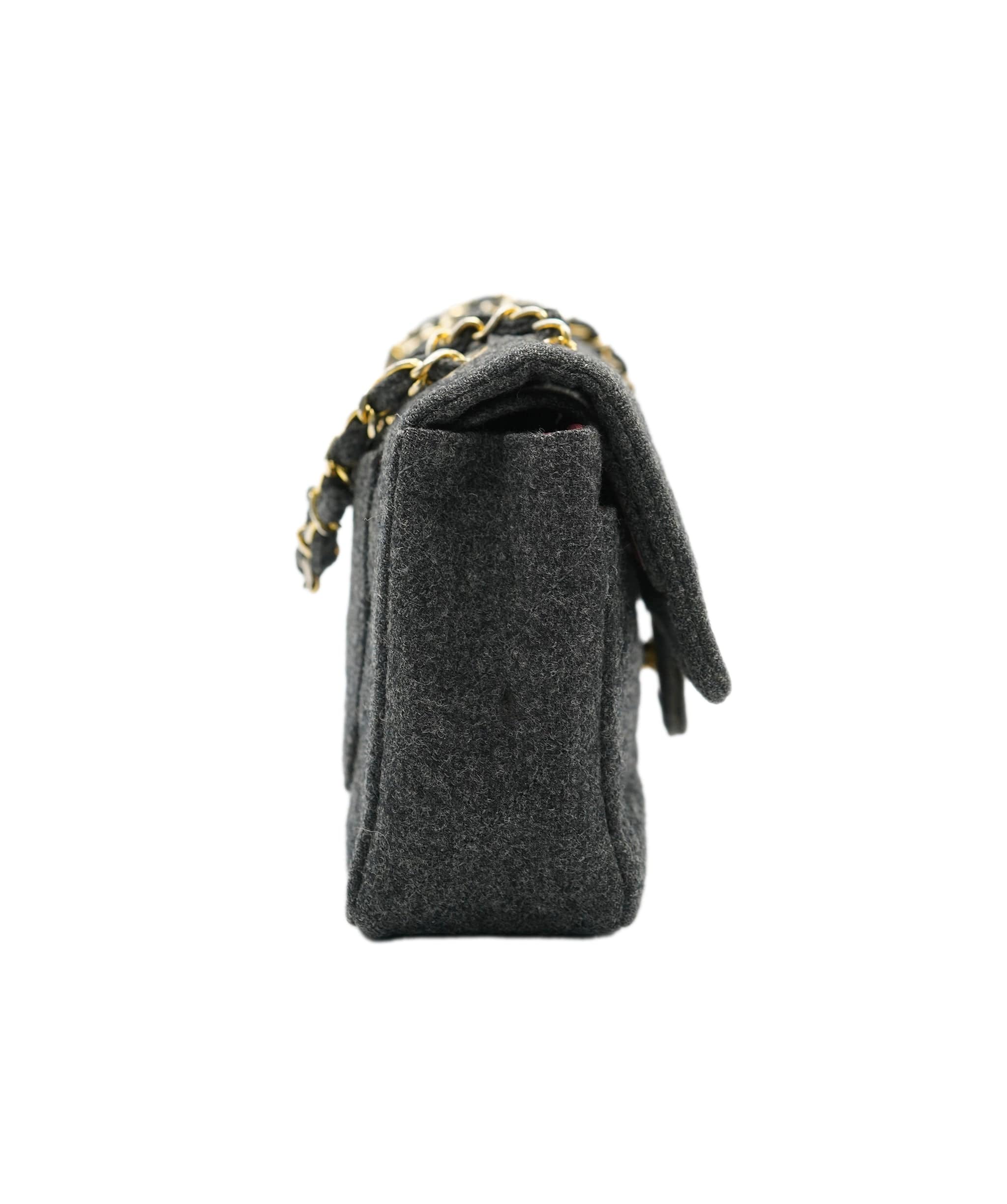 Chanel SUPER RARE Chanel Grey Charcoal Grey Wool Bag ALL0657
