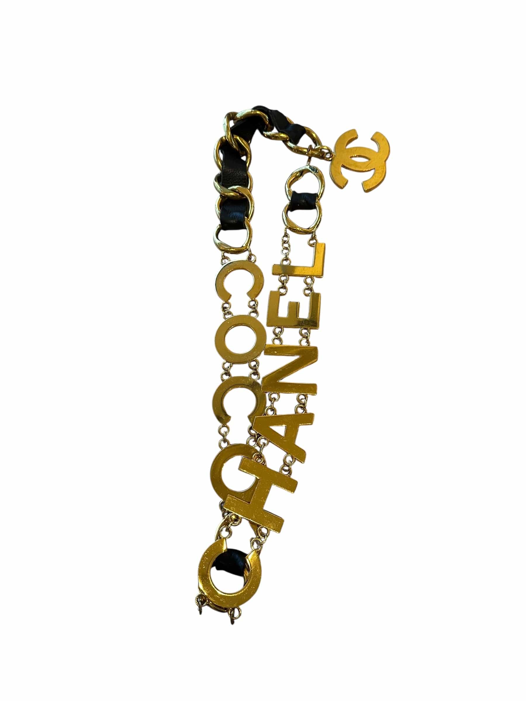 Chanel Chanel Vintage Gold & Leather Chain Belt 93A