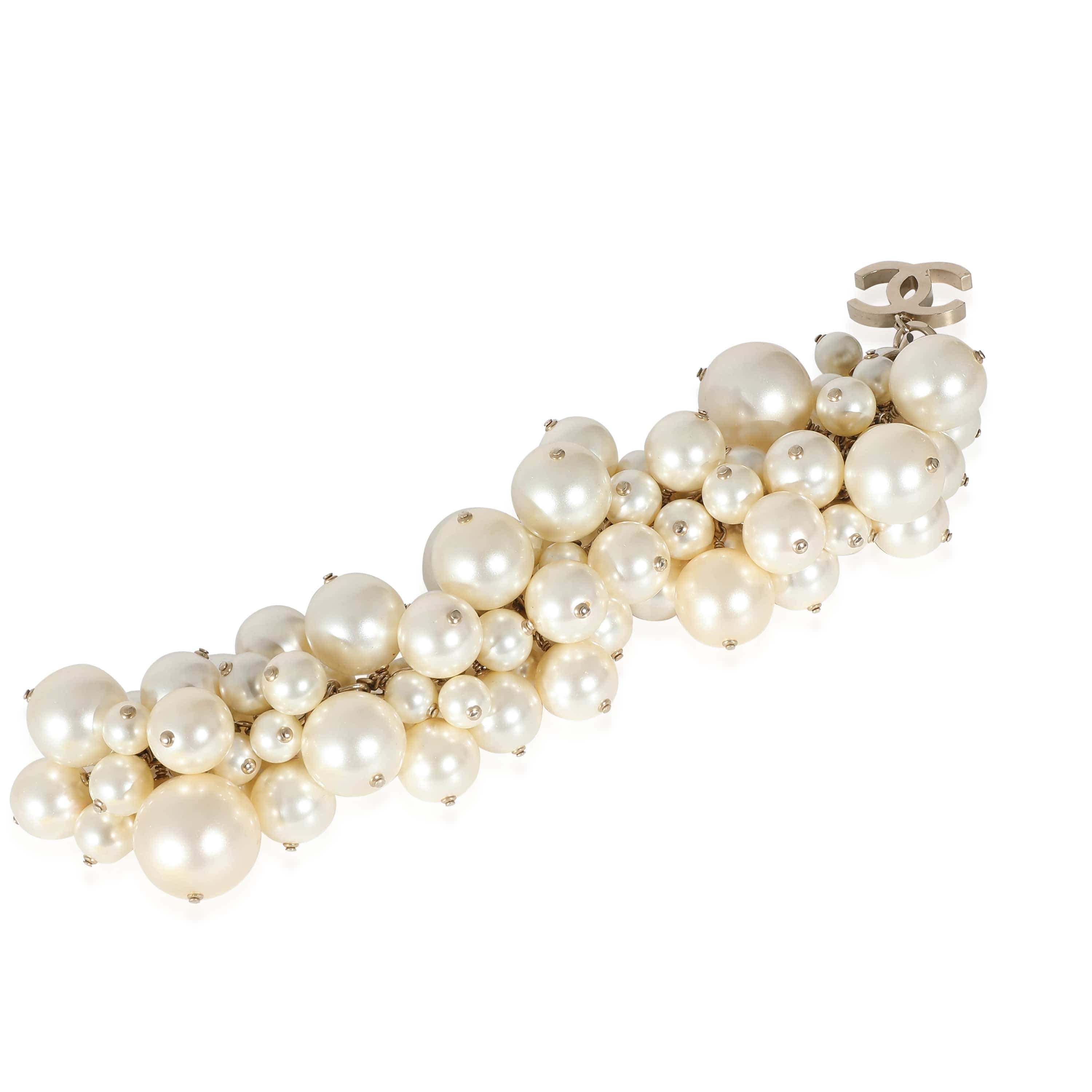 Chanel Chanel 2013 Gold Plated Large Faux Pearl Cluster Bracelet