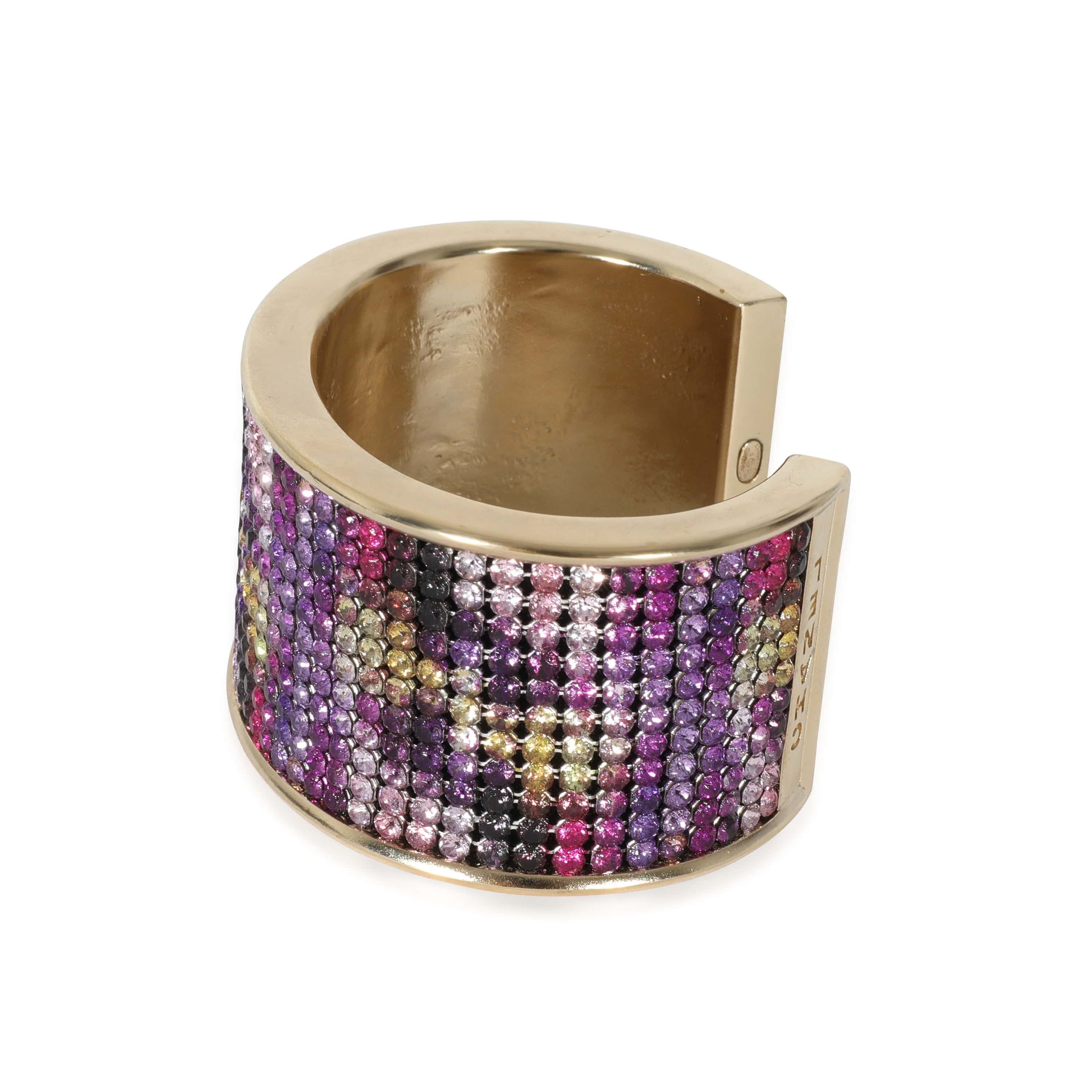 Chanel Chanel 2015 Multi-Color Strass Wide Gold Plated Cuff Bracelet