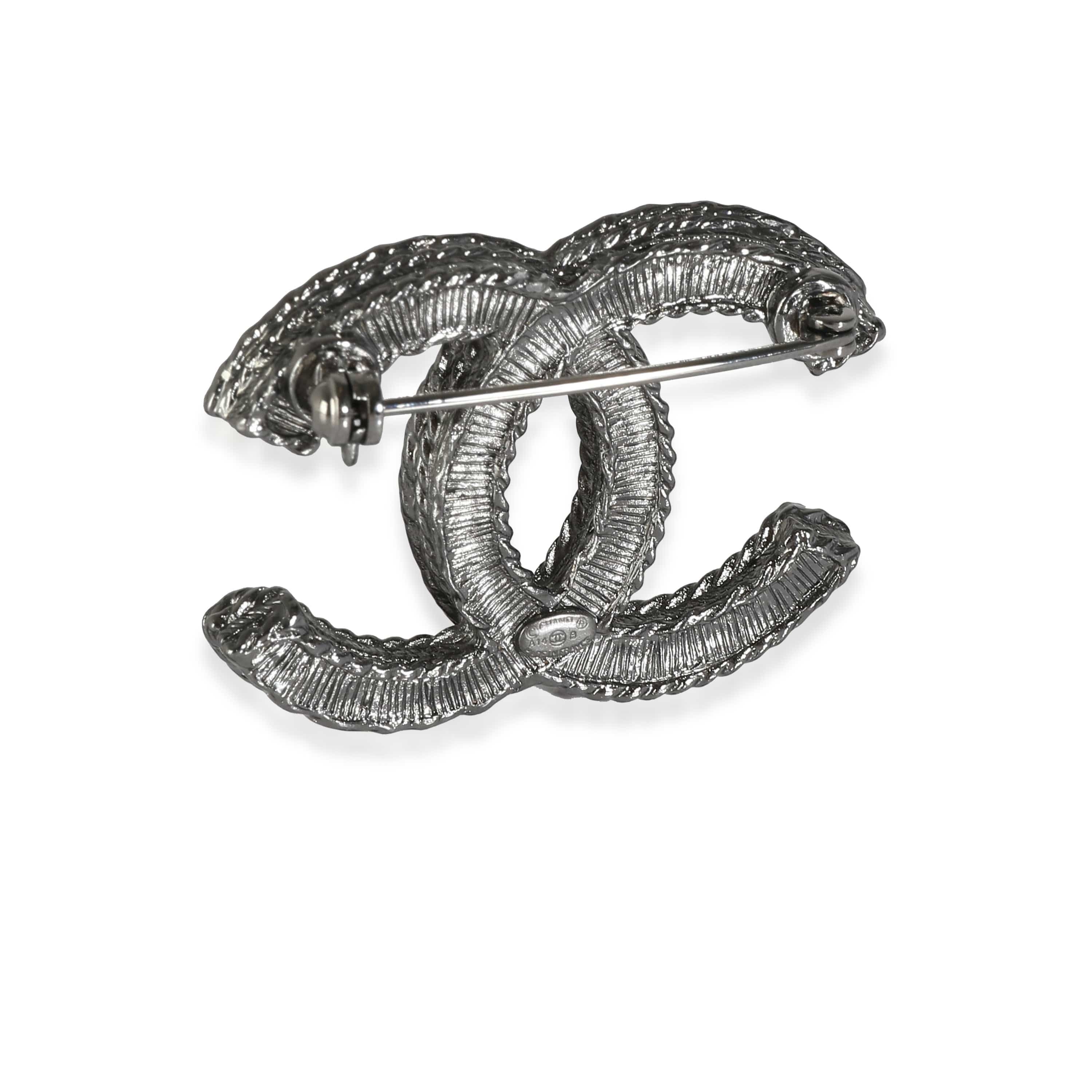 Chanel Chanel CC Brooch with Black Beads, A 14 B in Ruthenium