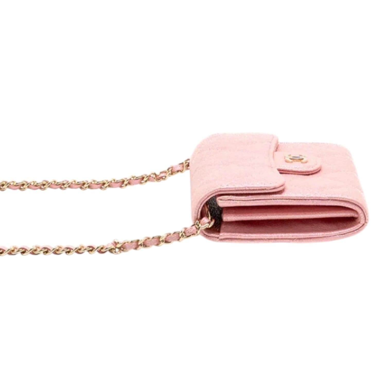 Chanel Chanel Quilted Flap Card Holder With Chain Caviar Pink LGHW