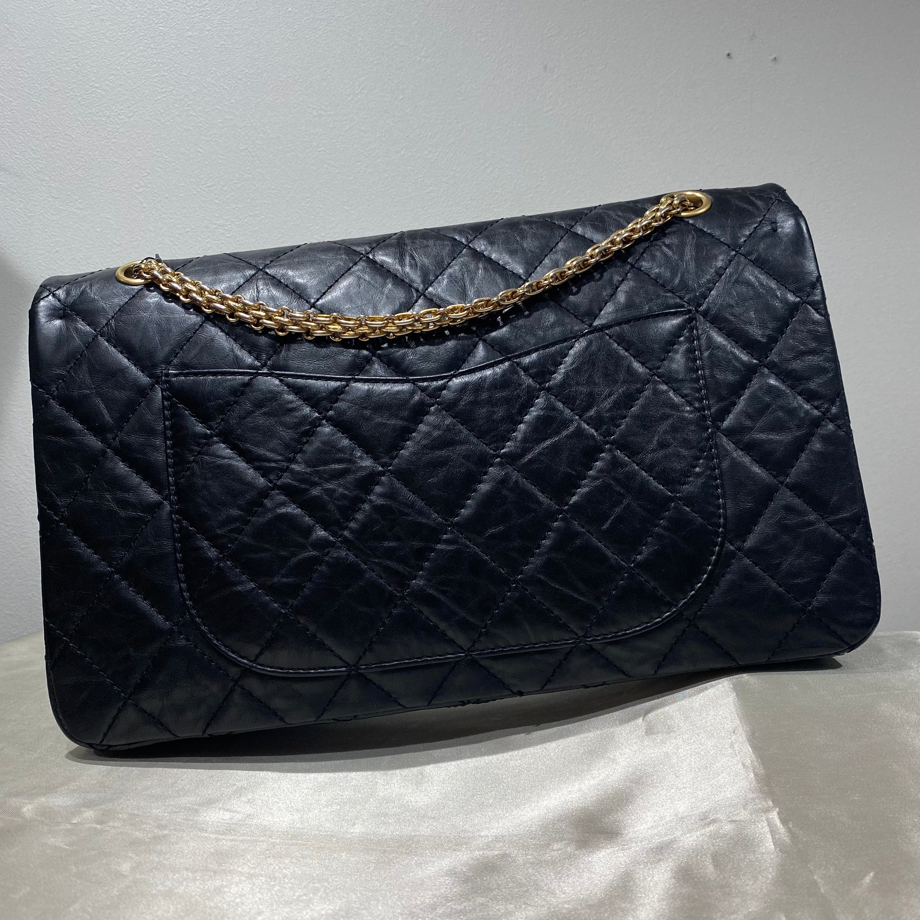 Chanel CHANEL 2.55 CHAIN SHOULDER BAG BLACK CALF SKIN 90197993