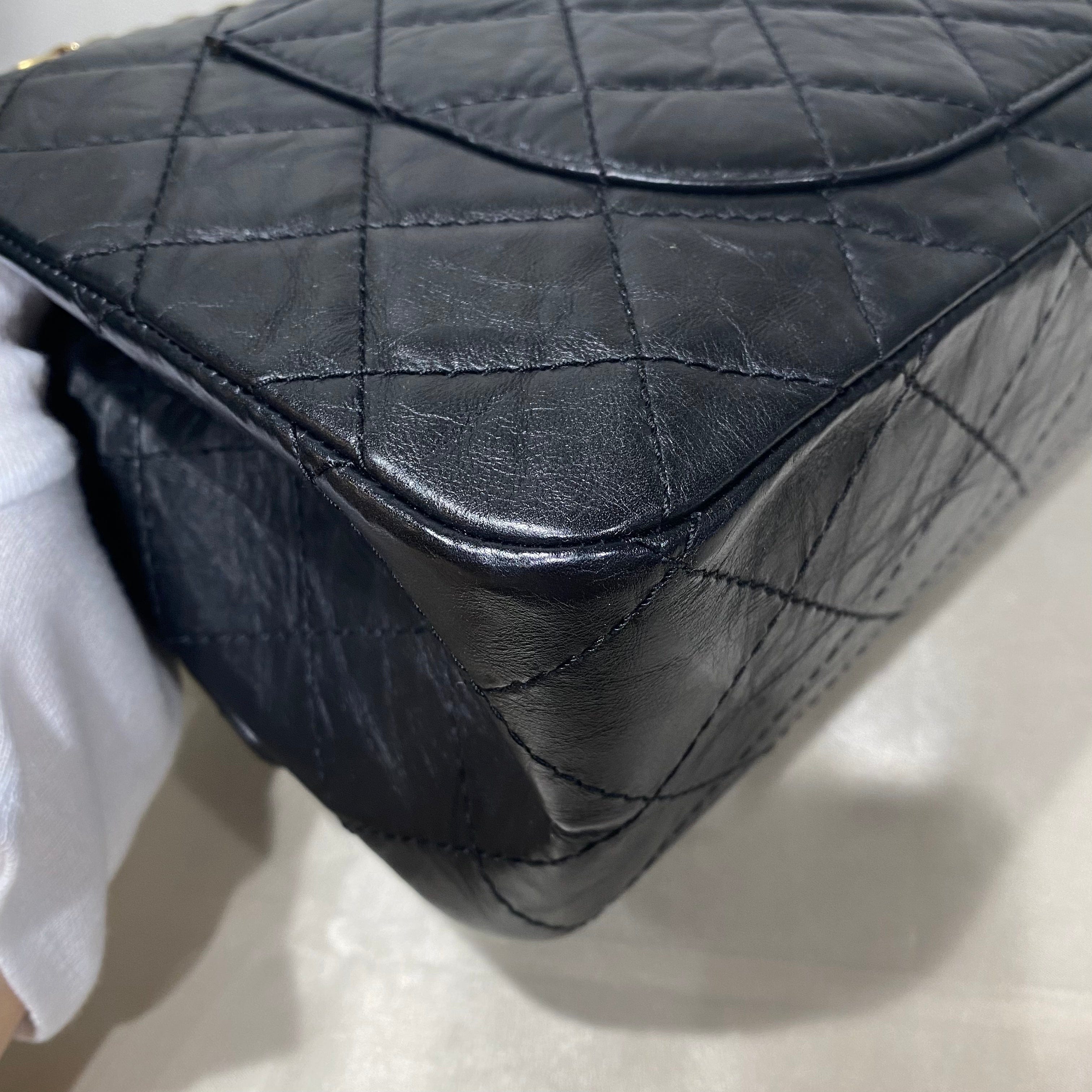 Chanel CHANEL 2.55 CHAIN SHOULDER BAG BLACK CALF SKIN 90197993