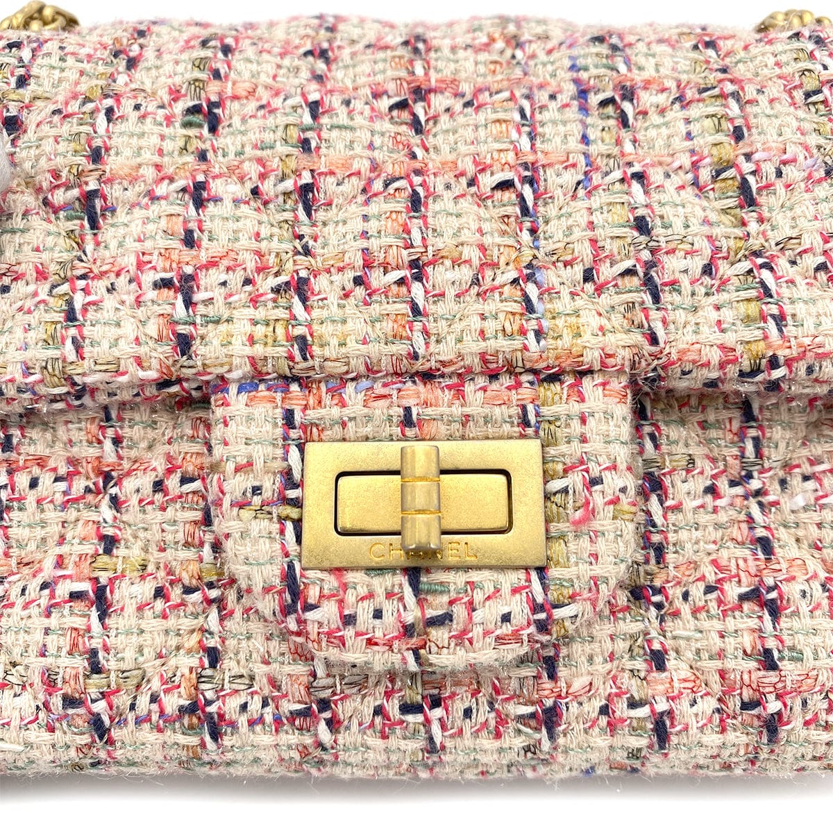 chanel CHANEL 2.55 CHAIN SHOULDER BAG MULTICOLOR TWEED 90264534